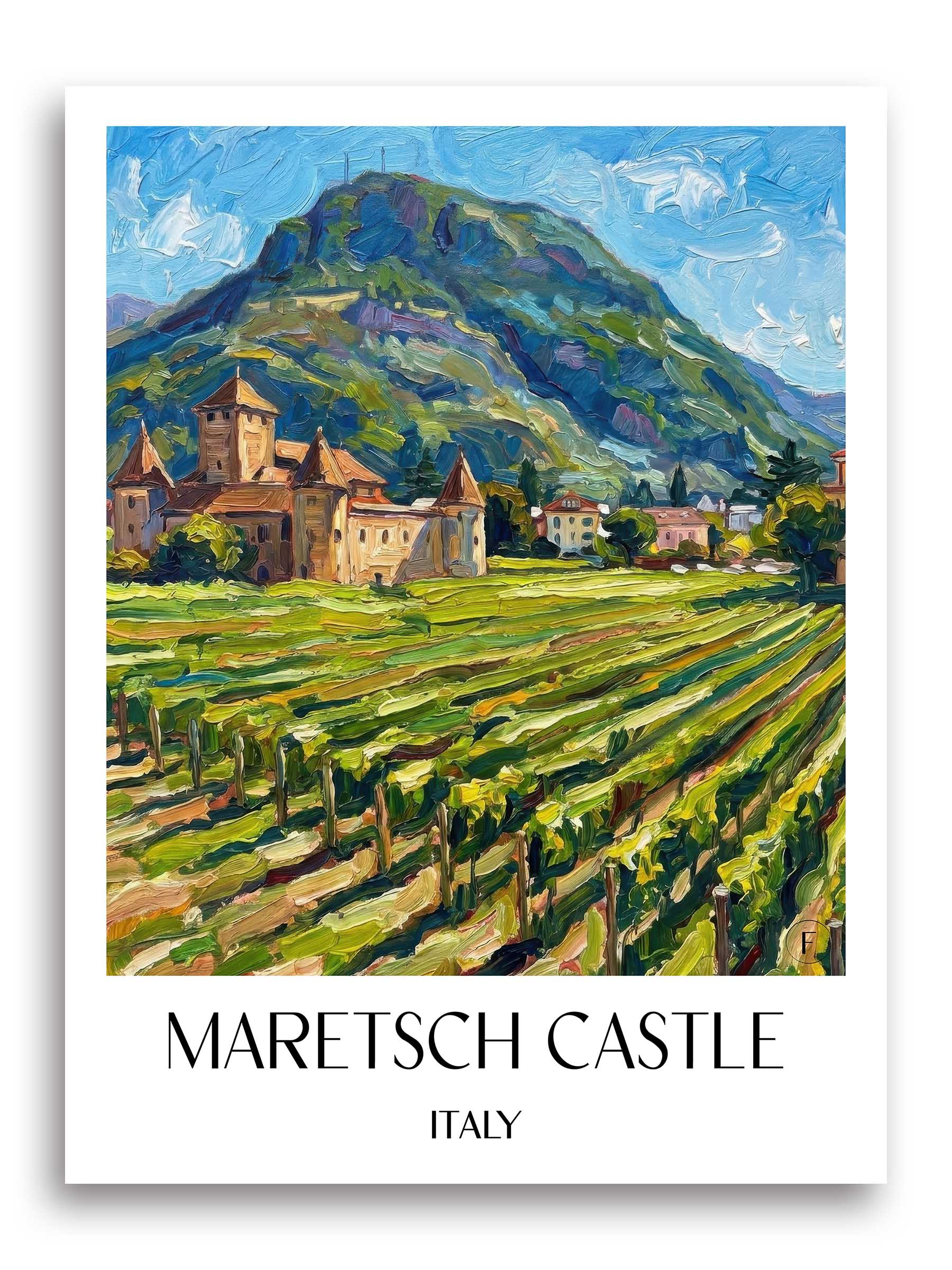 Schloss Maretsch Poster - Bozen - Italien Kunstdruck - Ölgemälde von A4 bis A1