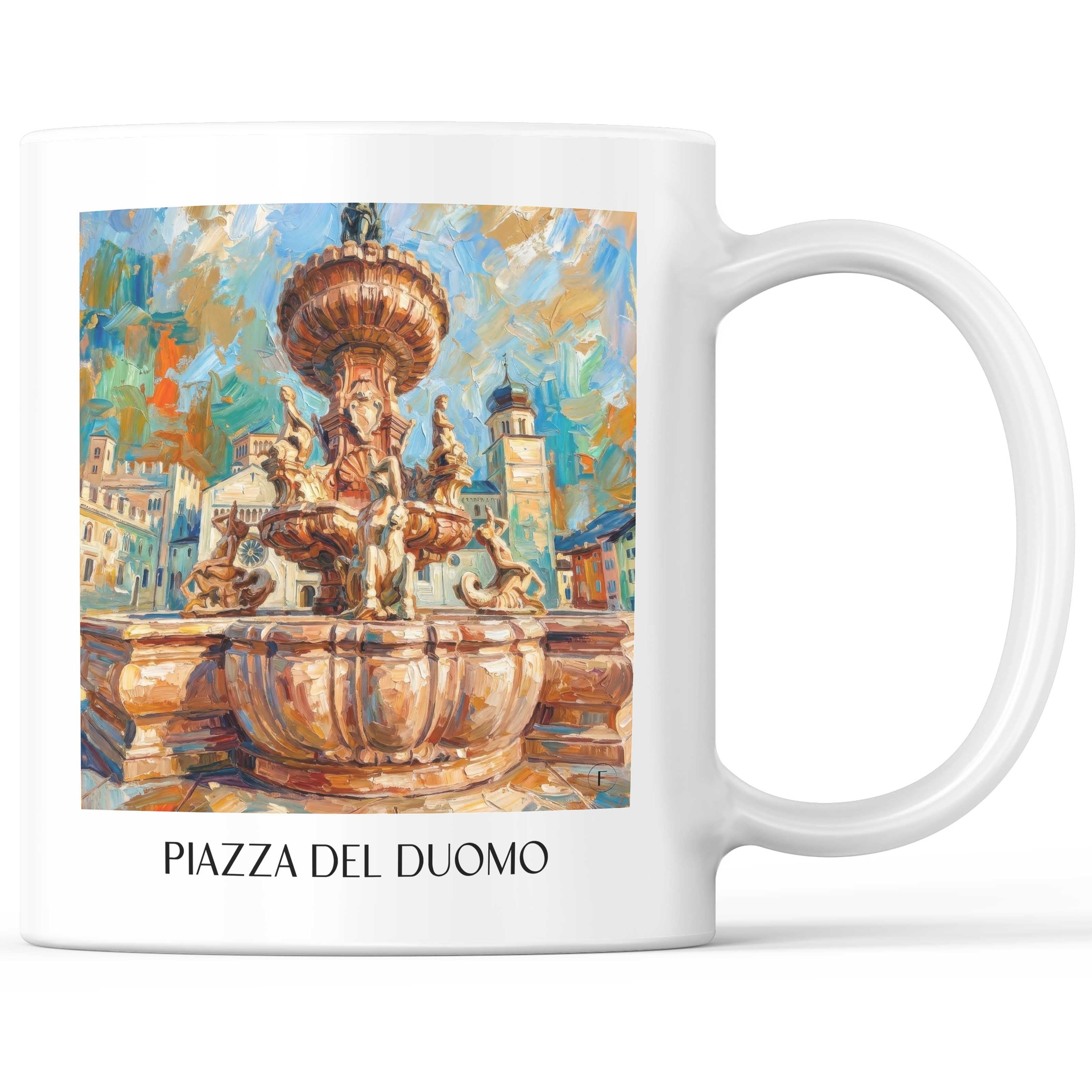 Piazza del Duomo Kaffeebecher - Trient - Italien Becher - Kaffeetasse im Ölgemälde Stil