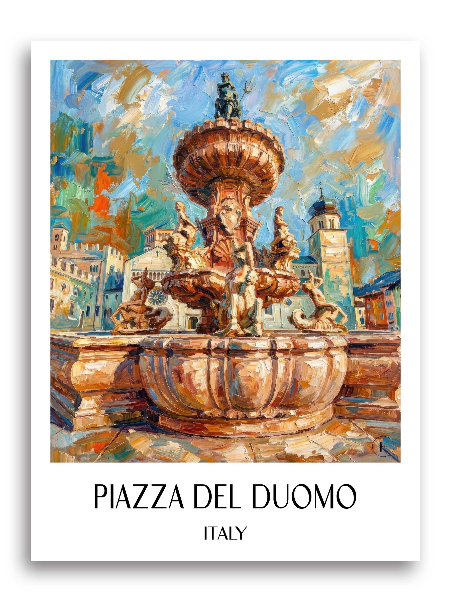 Piazza del Duomo Poster - Trient - Italien Kunstdruck - Ölgemälde von A4 bis A1