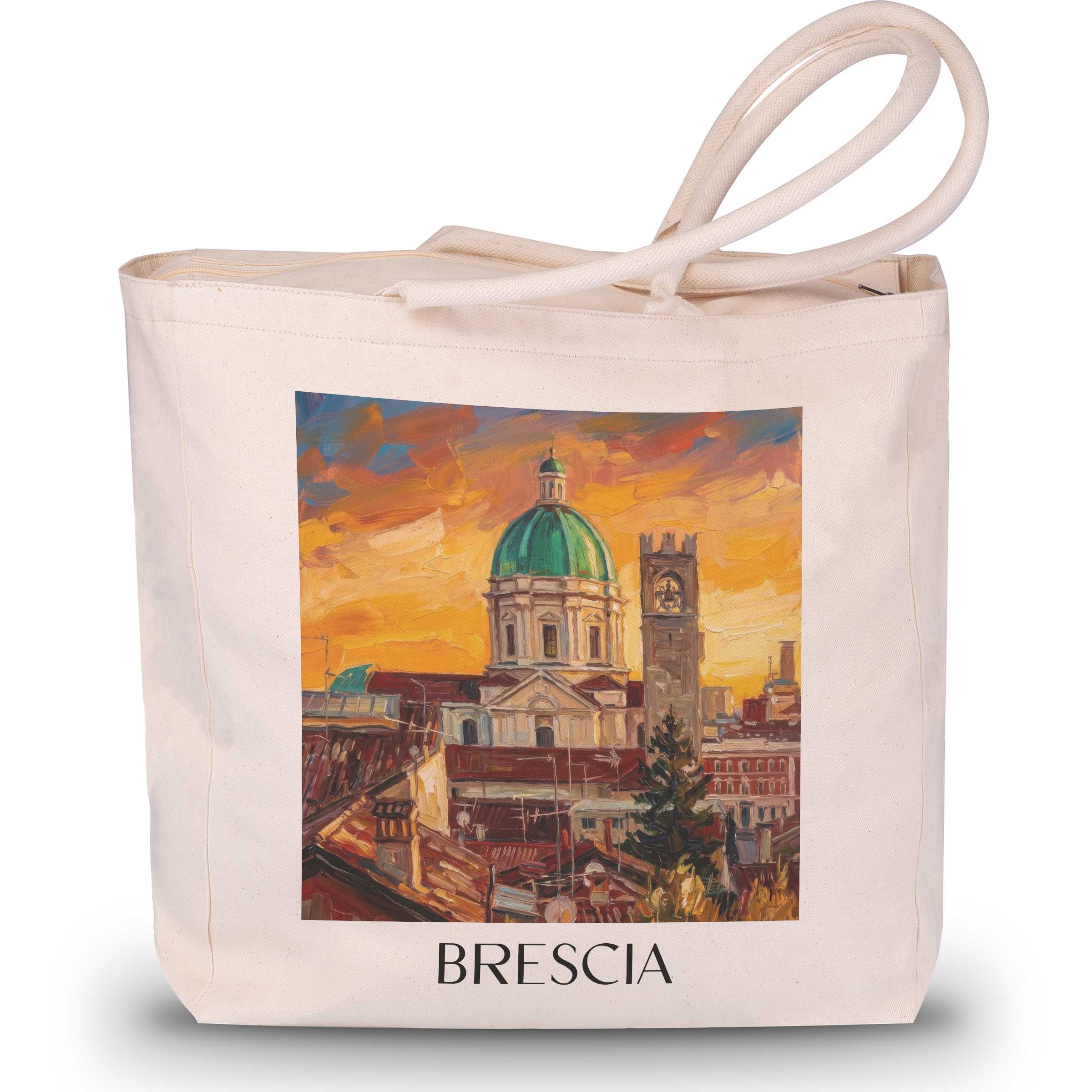 Brescia Shopping Tasche - Lombardei - Italien Tote Bag - Einkaufstasche im Ölgemälde Stil