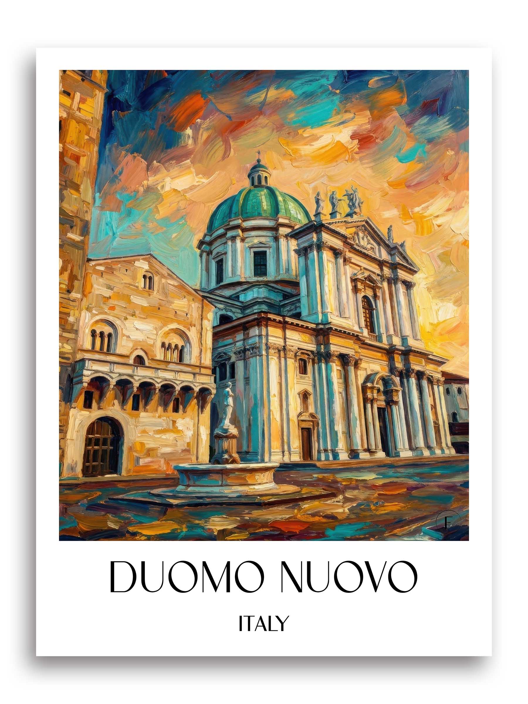 Duomo Nuovo Poster - Brescia - Italien Kunstdruck - Ölgemälde von A4 bis A1