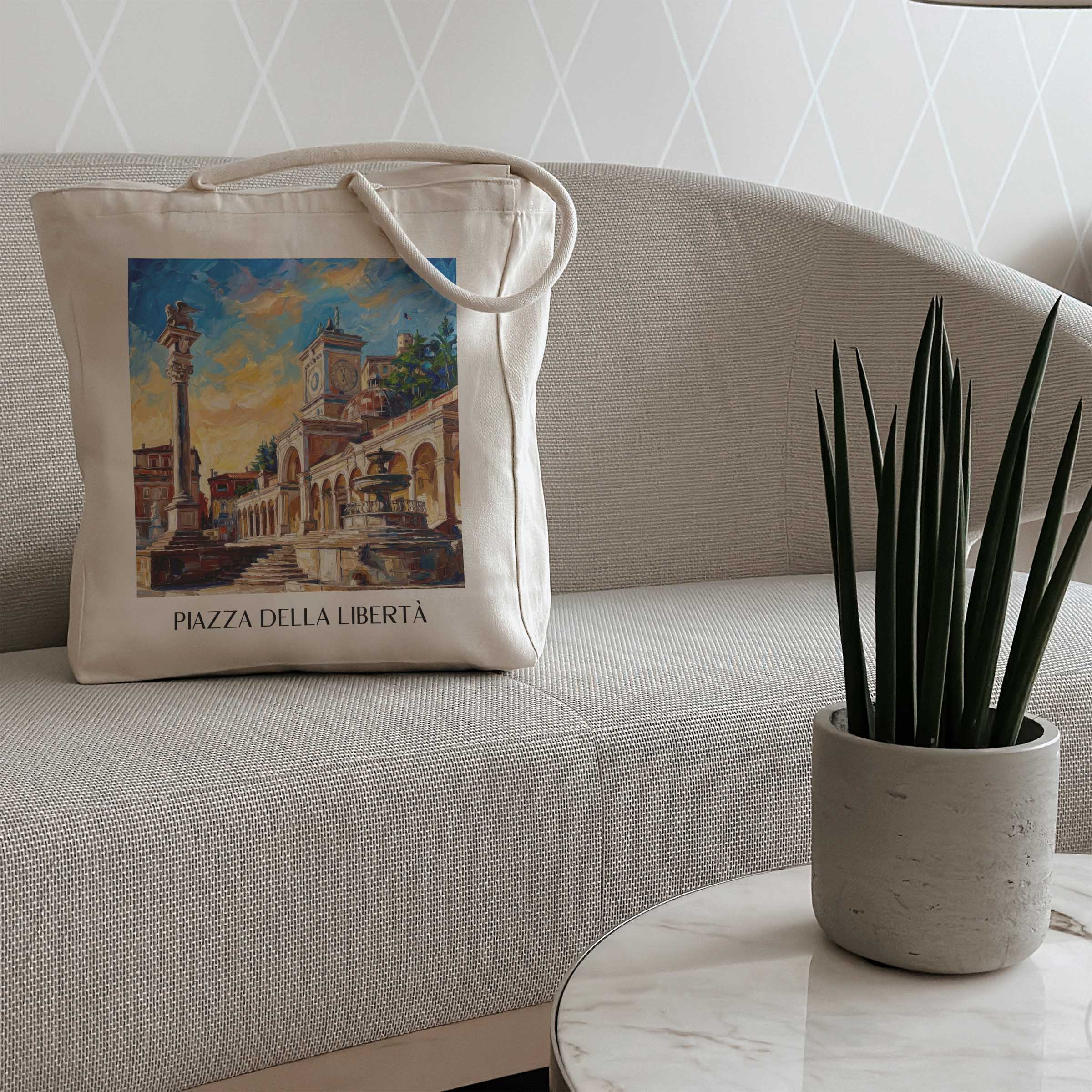 piazza-della-libertà-udine-italien-einkaufstasche-oil-painting-oelgemaelde