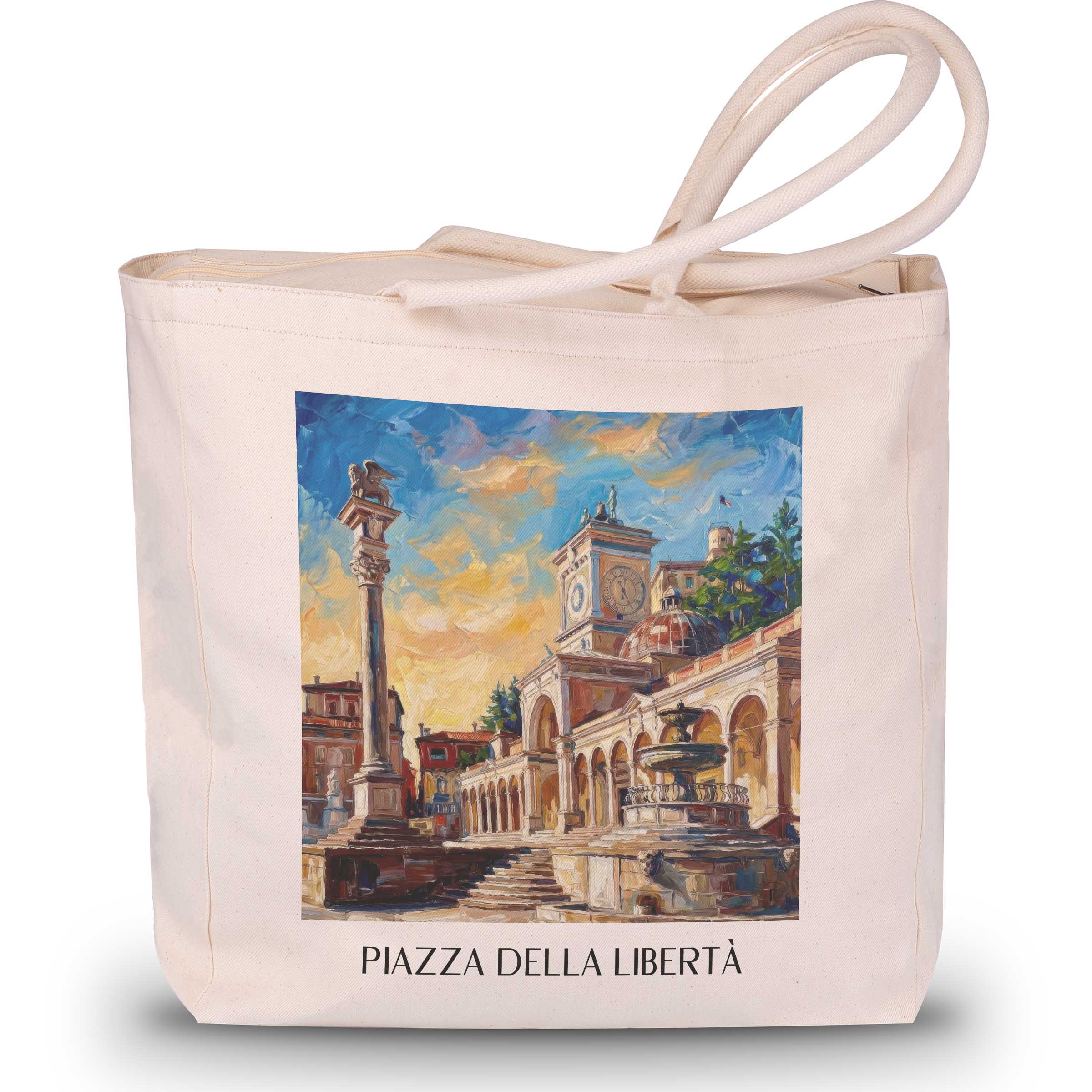Piazza della Libertà Shopping Tasche - Udine - Italien Tote Bag - Einkaufstasche im Ölgemälde Stil