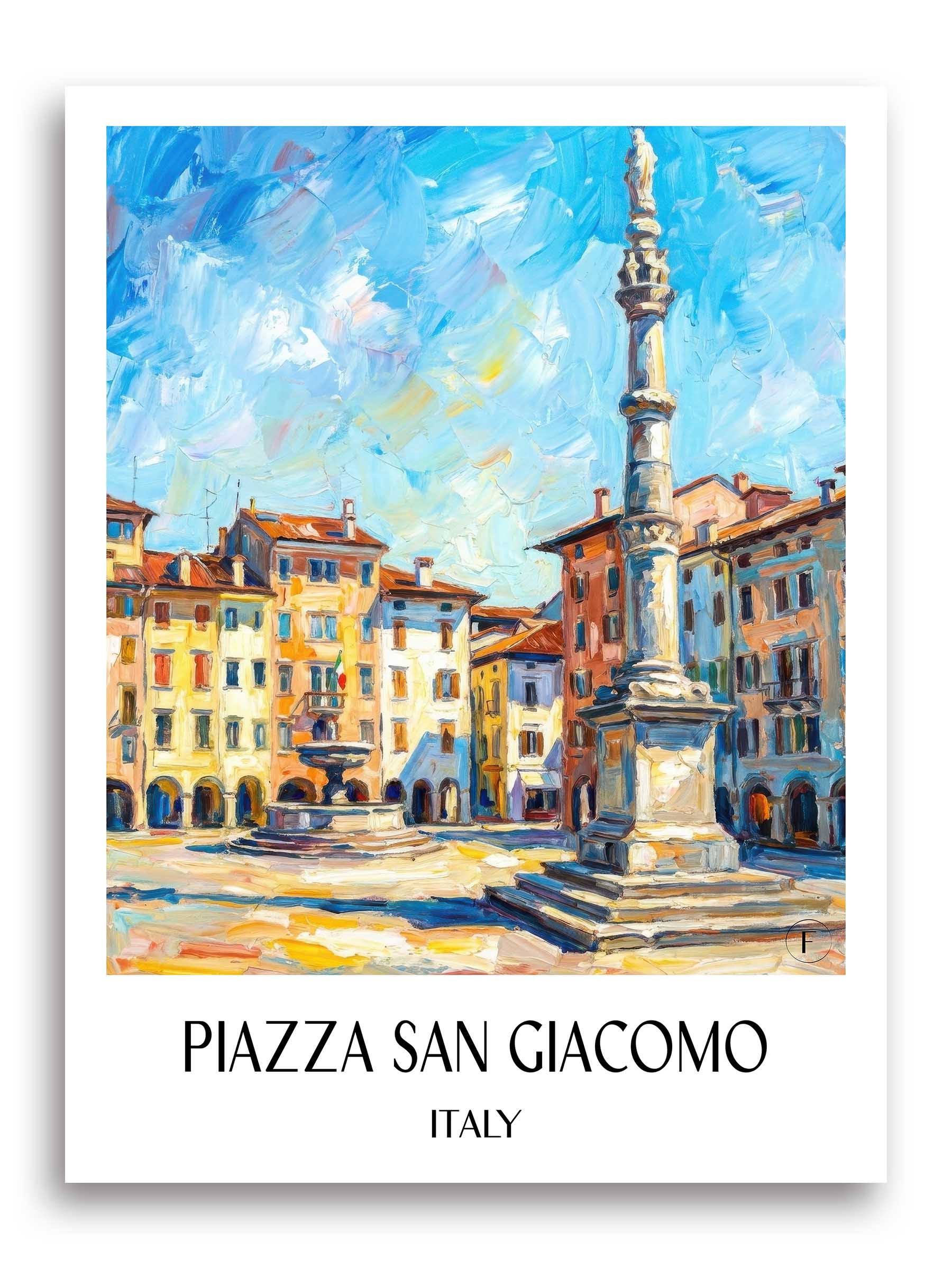 Piazza San Giacomo Poster - Udine - Italien Kunstdruck - Ölgemälde von A4 bis A1