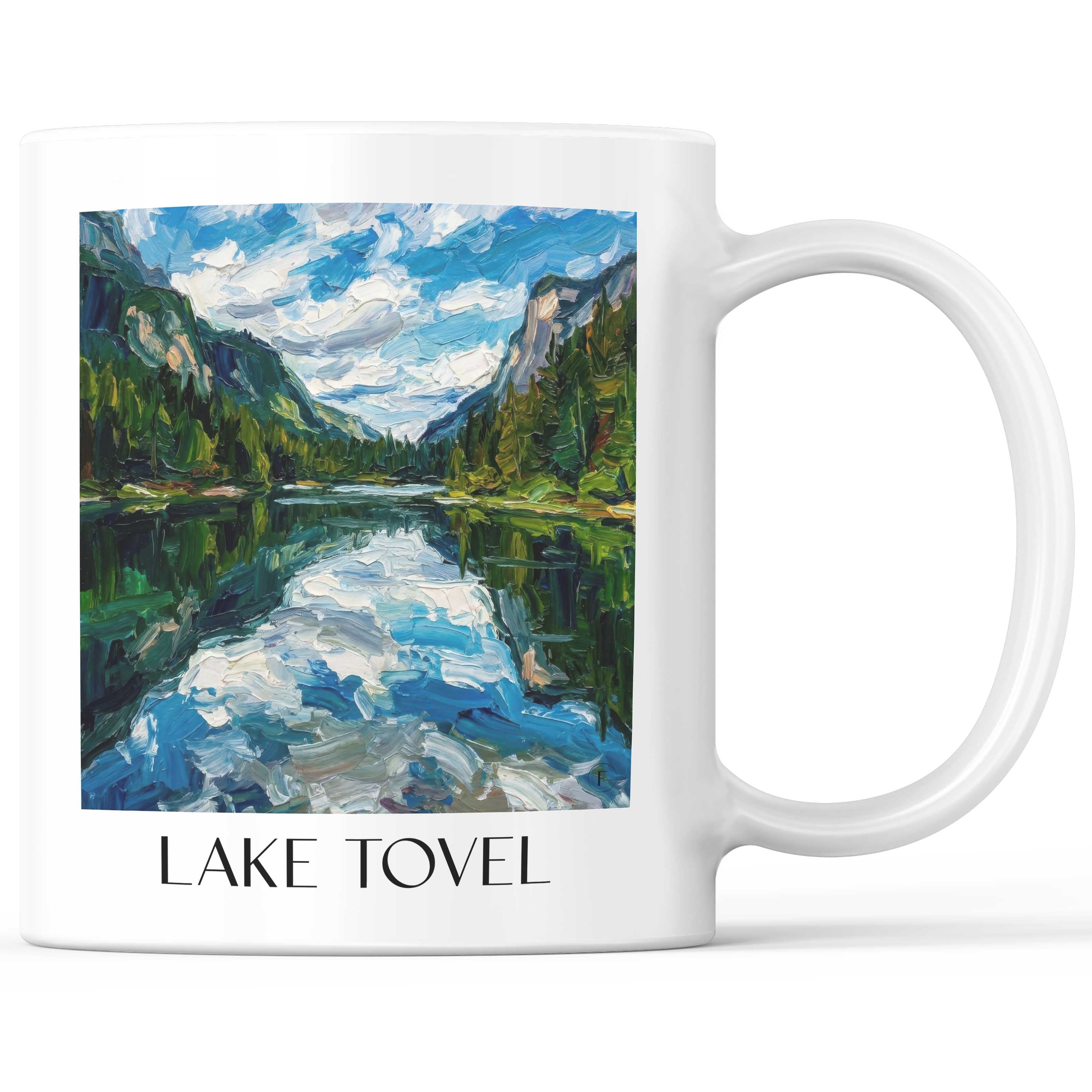 Lago di Tovel Kaffeebecher - Trentino - Italien Becher - Kaffeetasse im Ölgemälde Stil