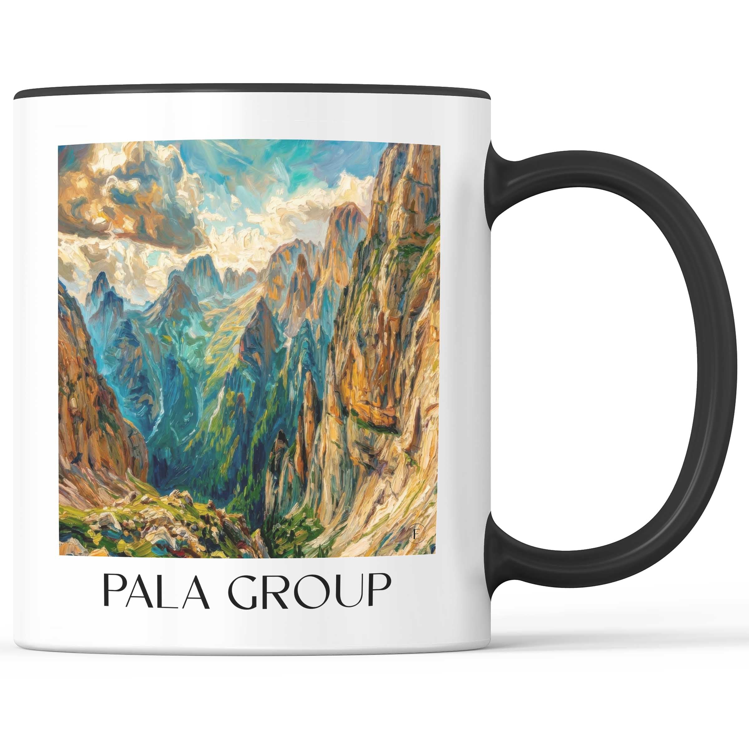 Palagruppe Kaffeebecher - Dolomiten - Italien Becher - Kaffeetasse im Ölgemälde Stil
