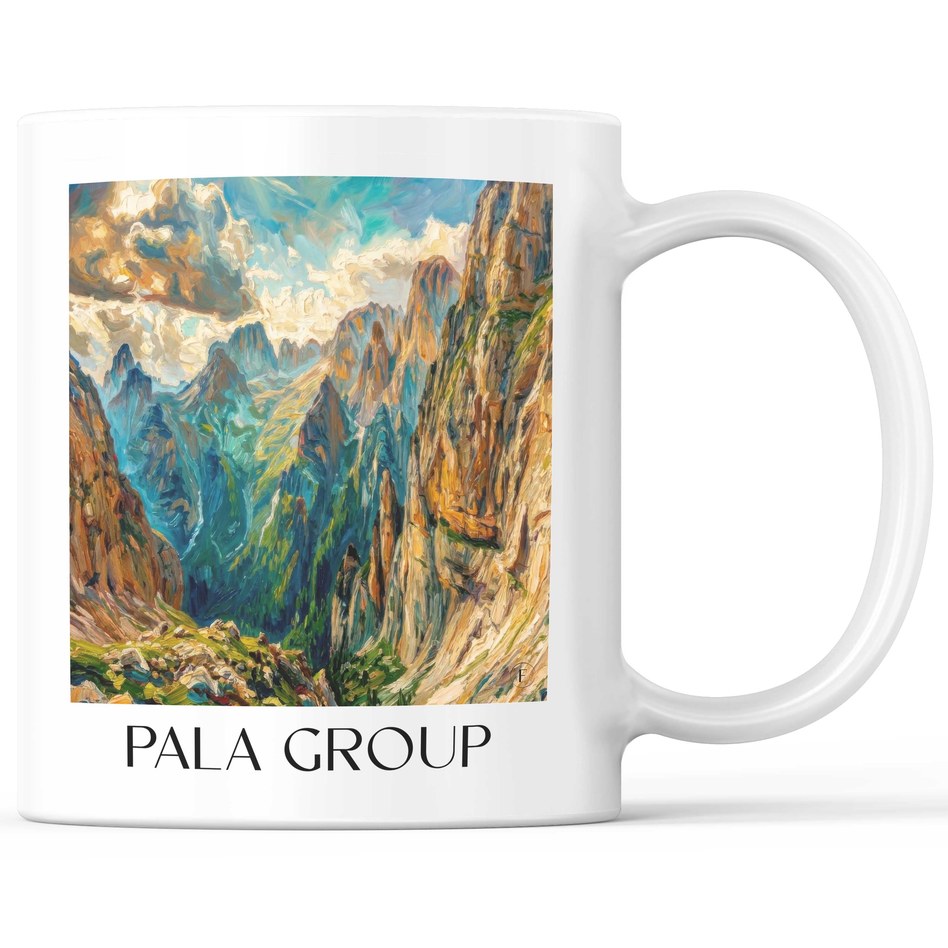 Palagruppe Kaffeebecher - Dolomiten - Italien Becher - Kaffeetasse im Ölgemälde Stil
