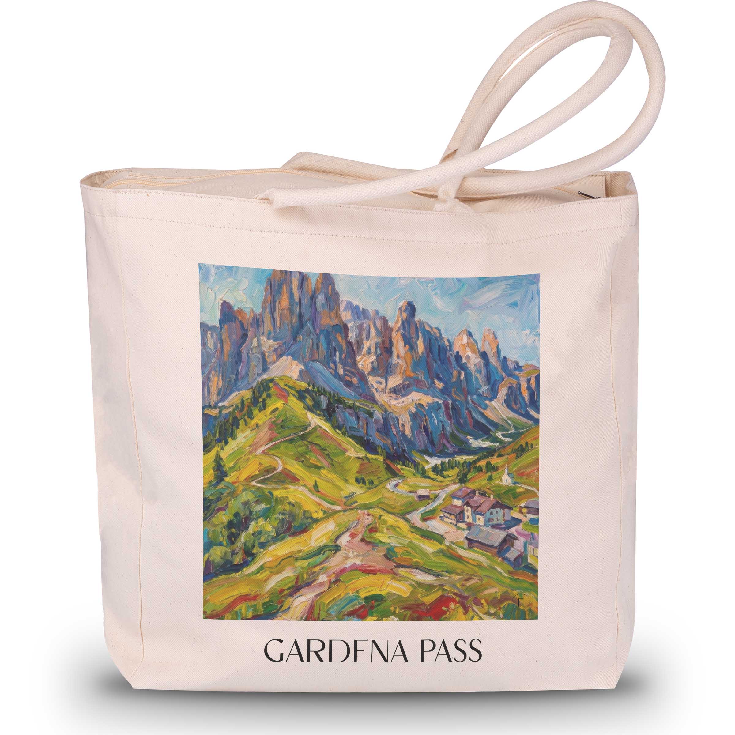 Grödner Joch Shopping Tasche - Dolomiten - Italien Tote Bag - Einkaufstasche im Ölgemälde Stil