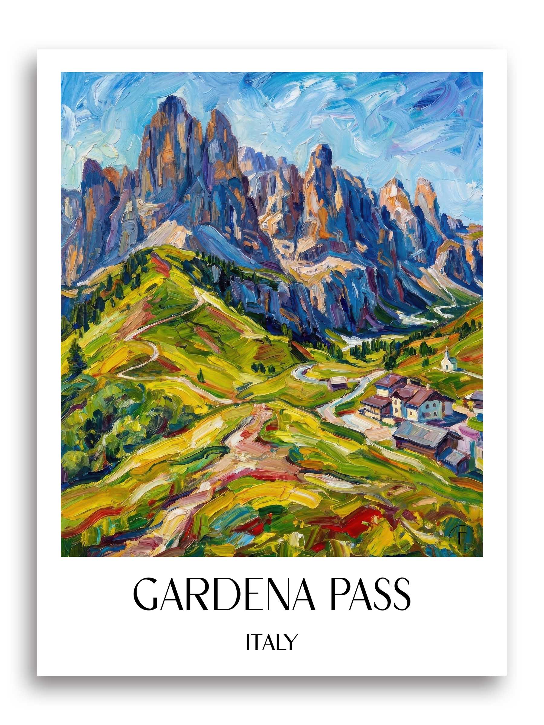Grödner Joch Poster - Dolomiten - Italien Kunstdruck - Ölgemälde von A4 bis A1