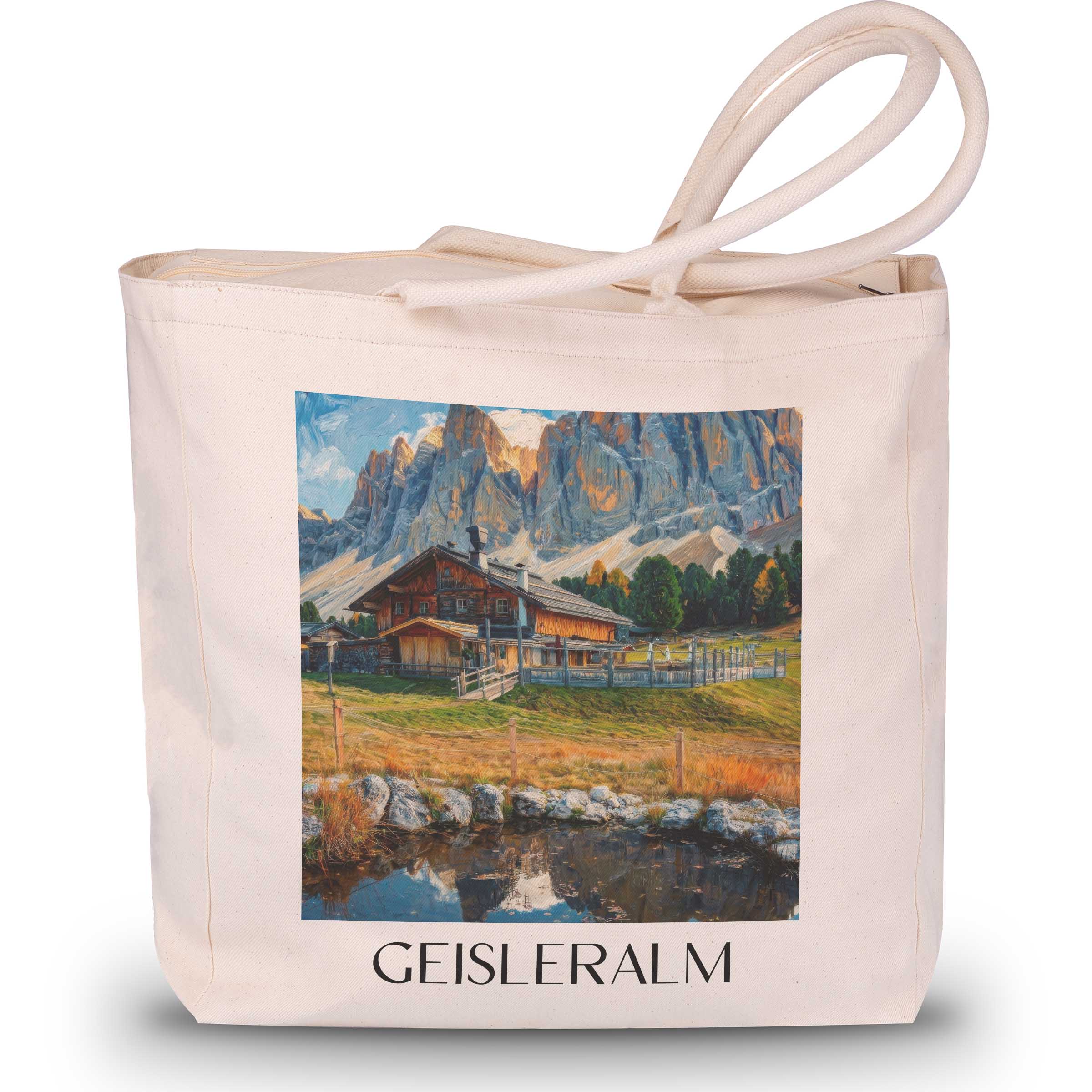 Geisleralm Shopping Tasche - Dolomiten - Italien Tote Bag - Einkaufstasche im Ölgemälde Stil