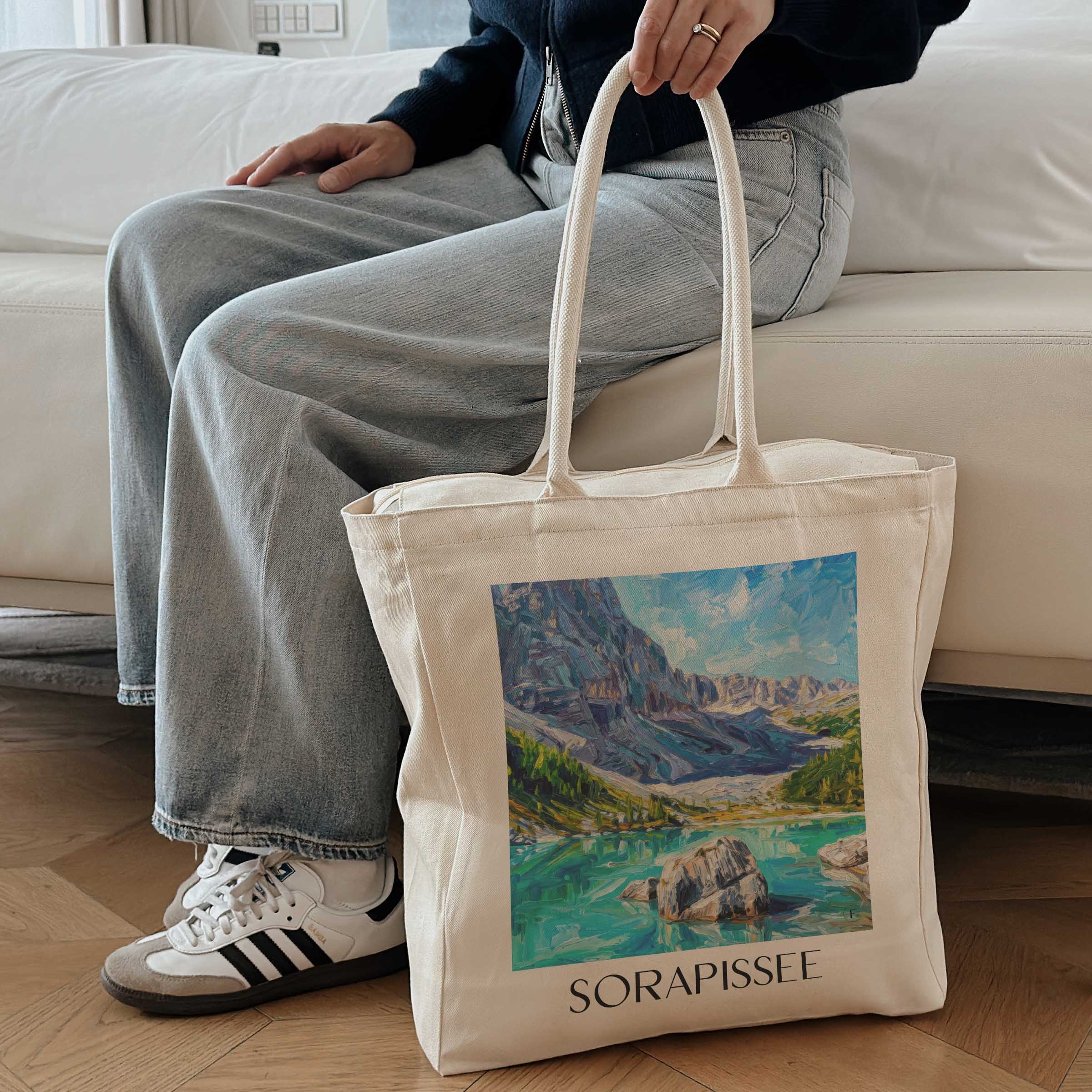 sorapissee-dolomiten-italien-einkaufstasche-oil-painting-oelgemaelde