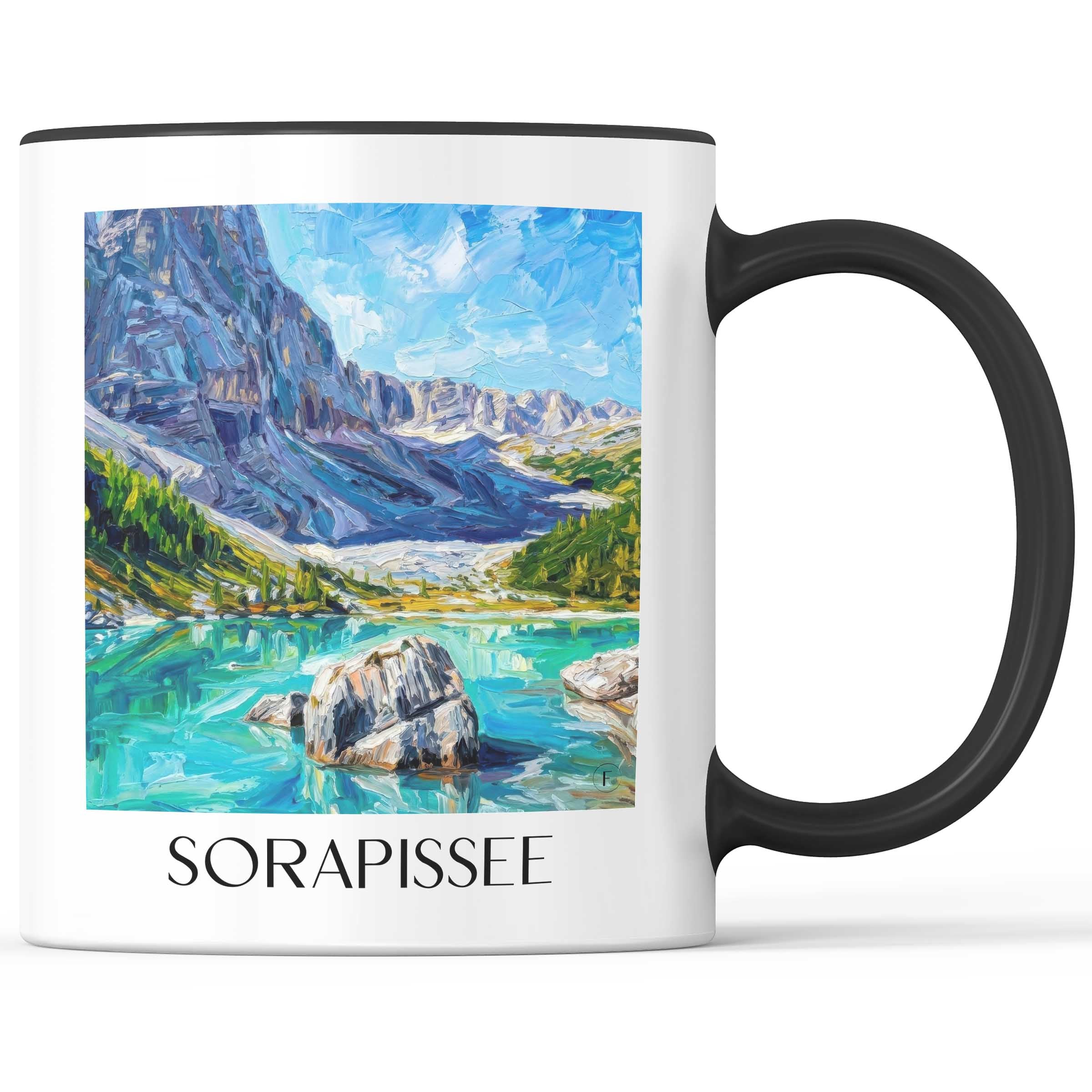 Sorapissee Kaffeebecher - Dolomiten - Italien Becher - Kaffeetasse im Ölgemälde Stil