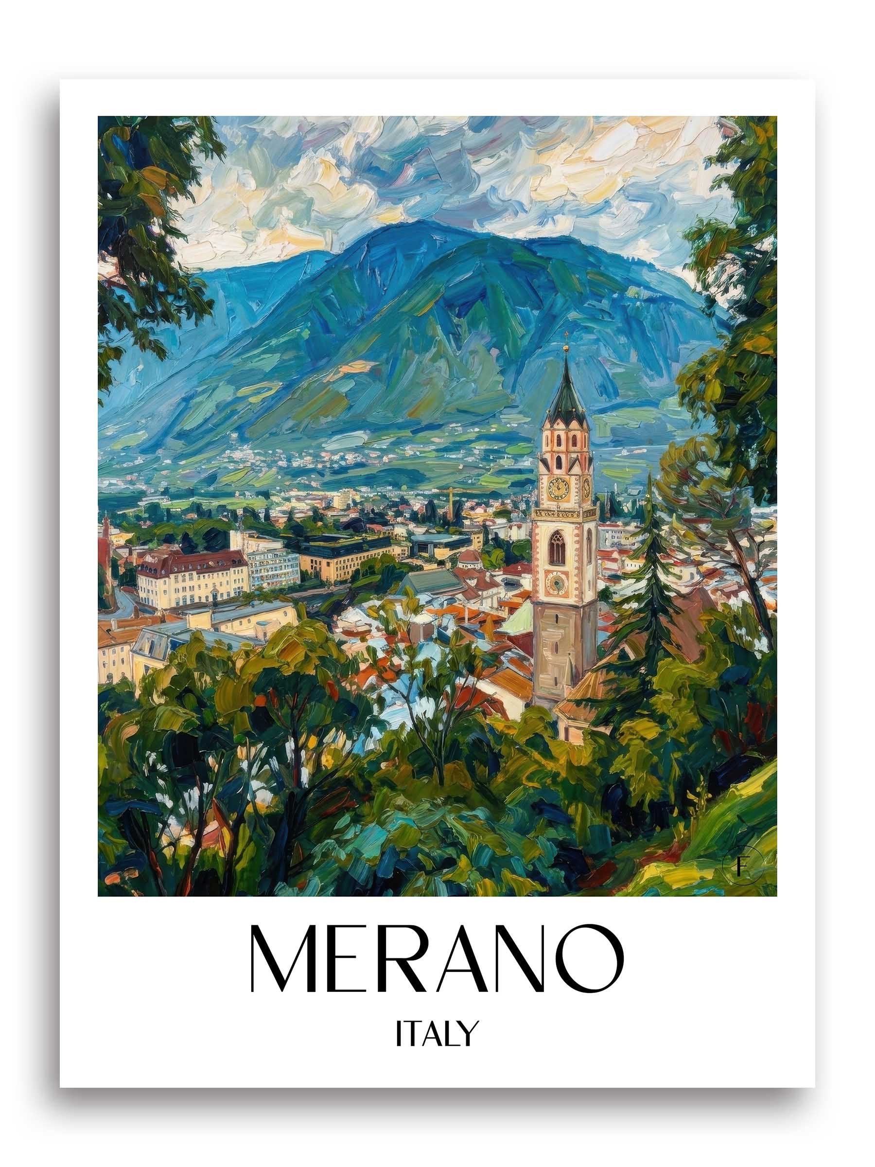 Meran Poster - Italien - Italien Kunstdruck - Ölgemälde von A4 bis A1