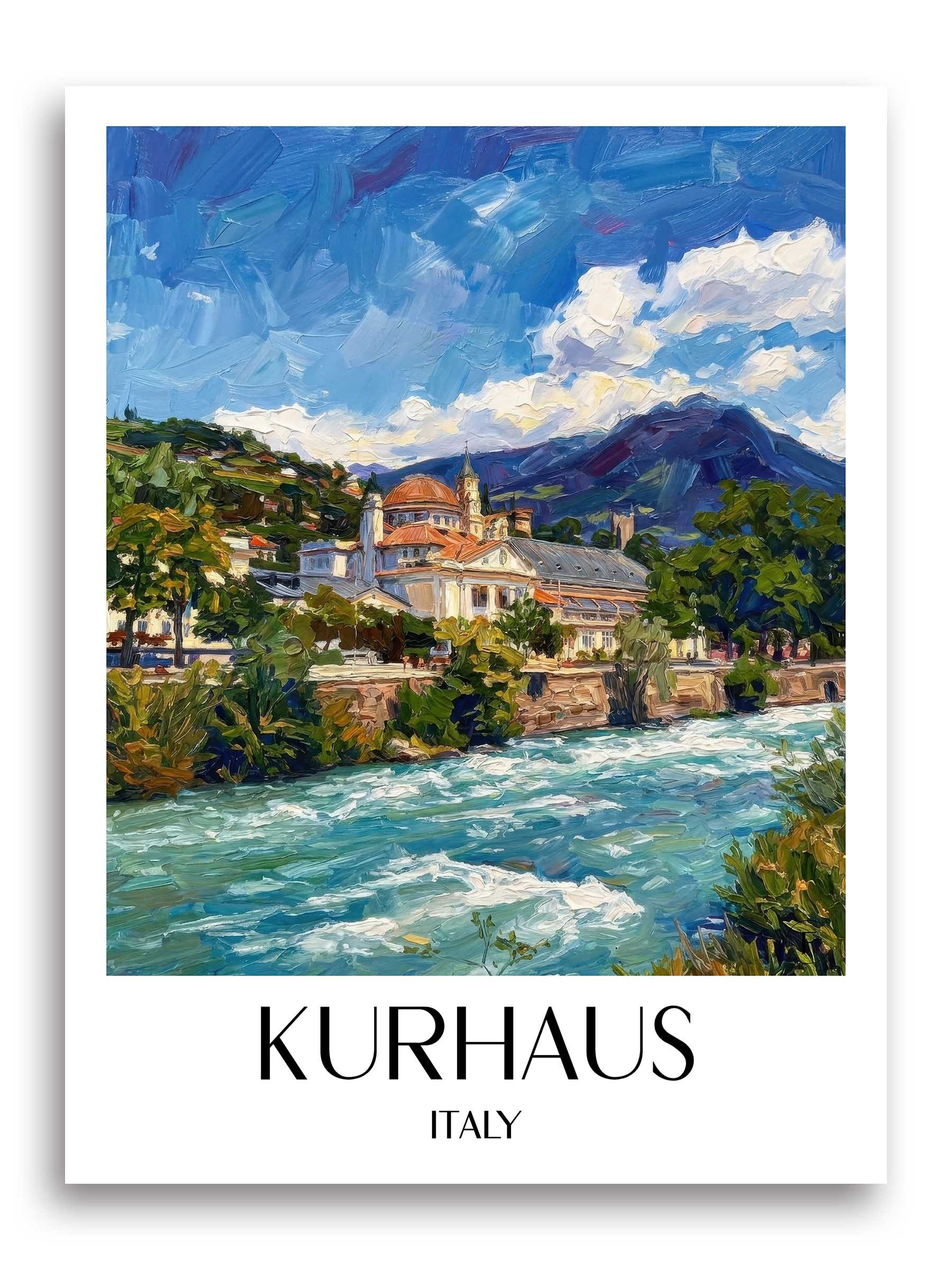 Kurhaus Poster - Meran - Italien Kunstdruck - Ölgemälde von A4 bis A1