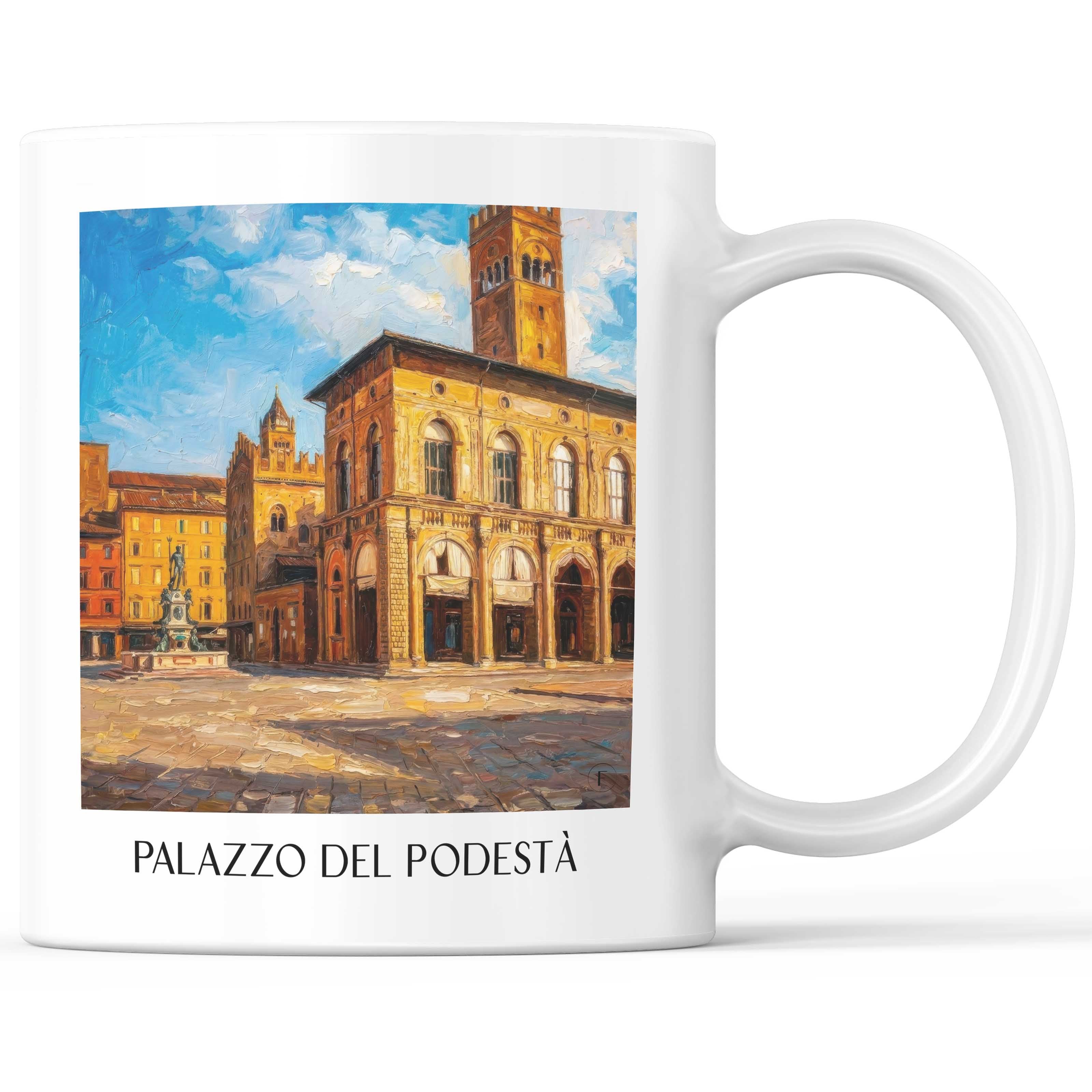 Palazzo del Podestà Kaffeebecher - Bologna - Italien Becher - Kaffeetasse im Ölgemälde Stil