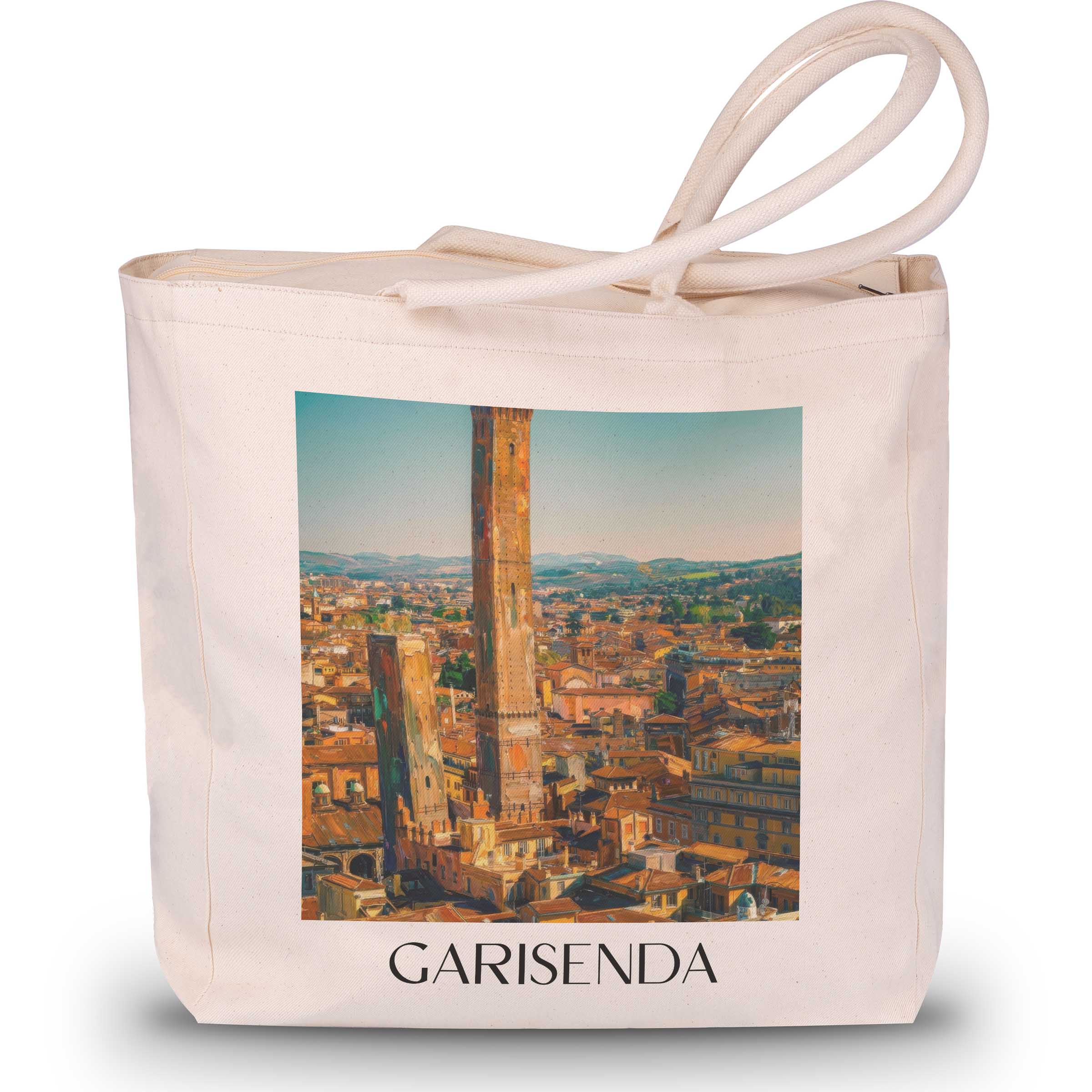 Garisenda Shopping Tasche - Bologna - Italien Tote Bag - Einkaufstasche im Ölgemälde Stil