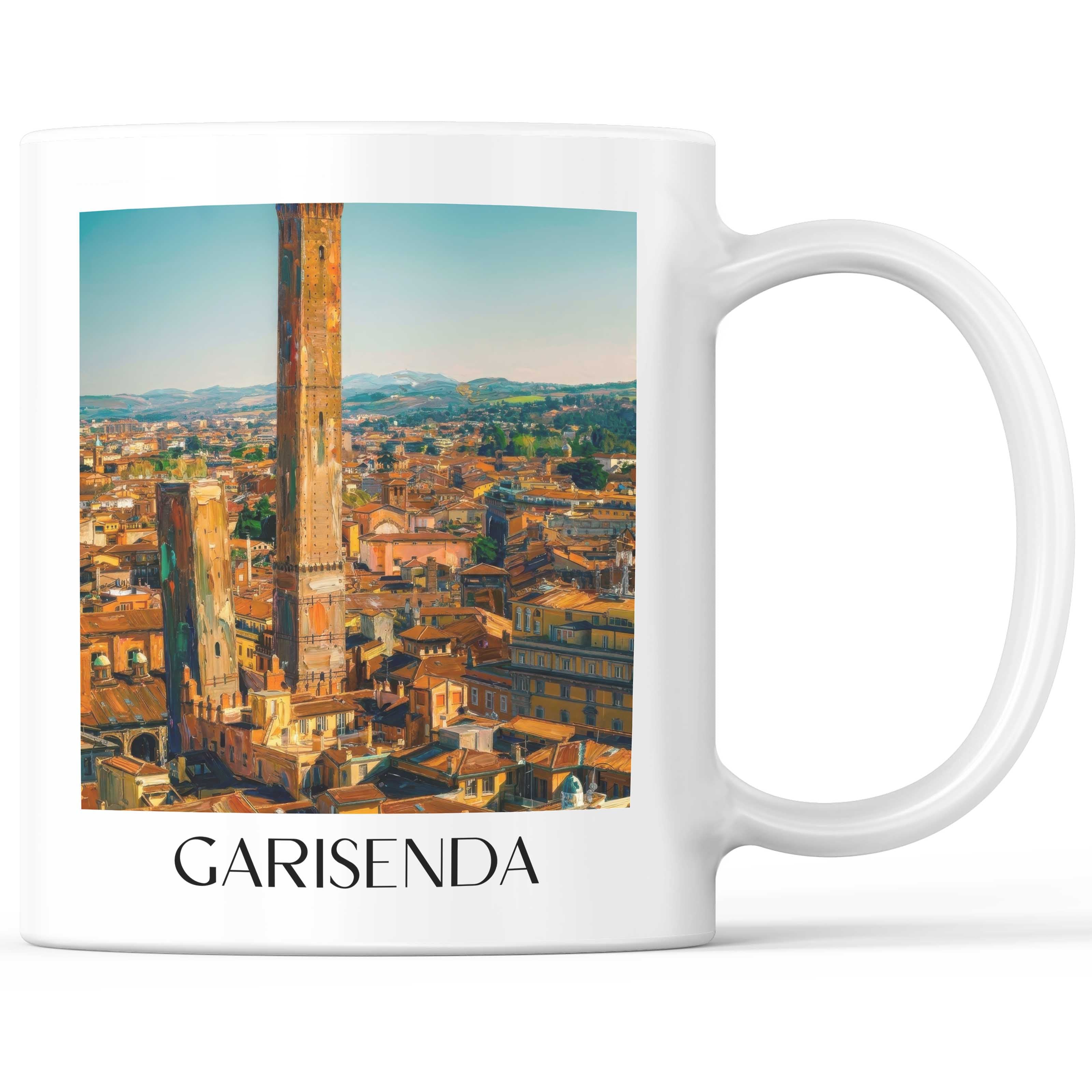 Garisenda Kaffeebecher - Bologna - Italien Becher - Kaffeetasse im Ölgemälde Stil