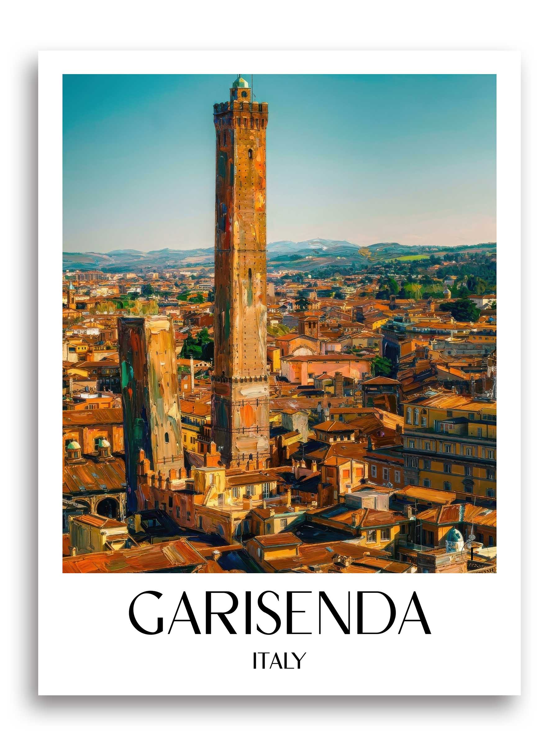 Garisenda Poster - Bologna - Italien Kunstdruck - Ölgemälde von A4 bis A1