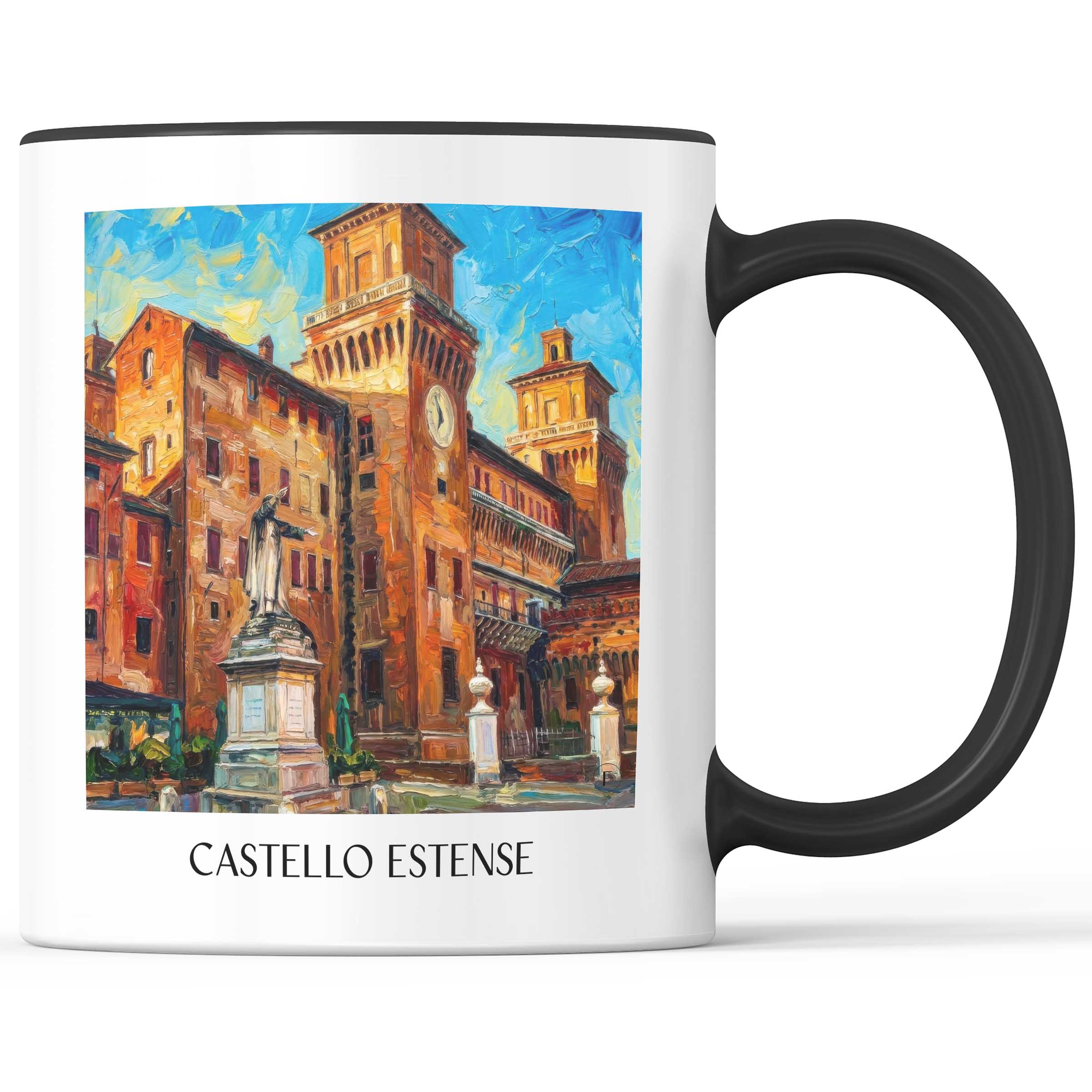 Castello Estense Kaffeebecher - Ferrara - Italien Becher - Kaffeetasse im Ölgemälde Stil