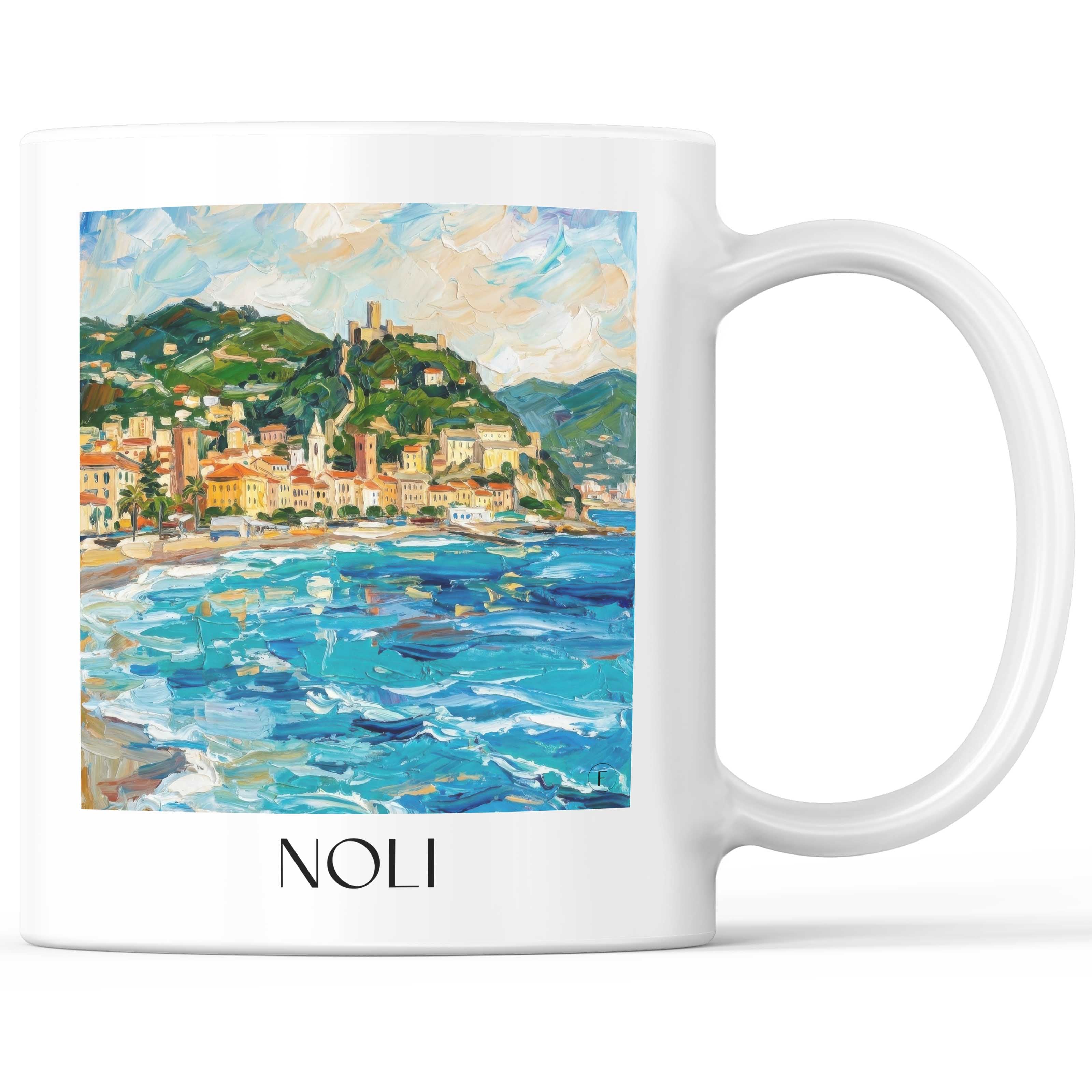 Noli Kaffeebecher - Ligurien - Italien Becher - Kaffeetasse im Ölgemälde Stil