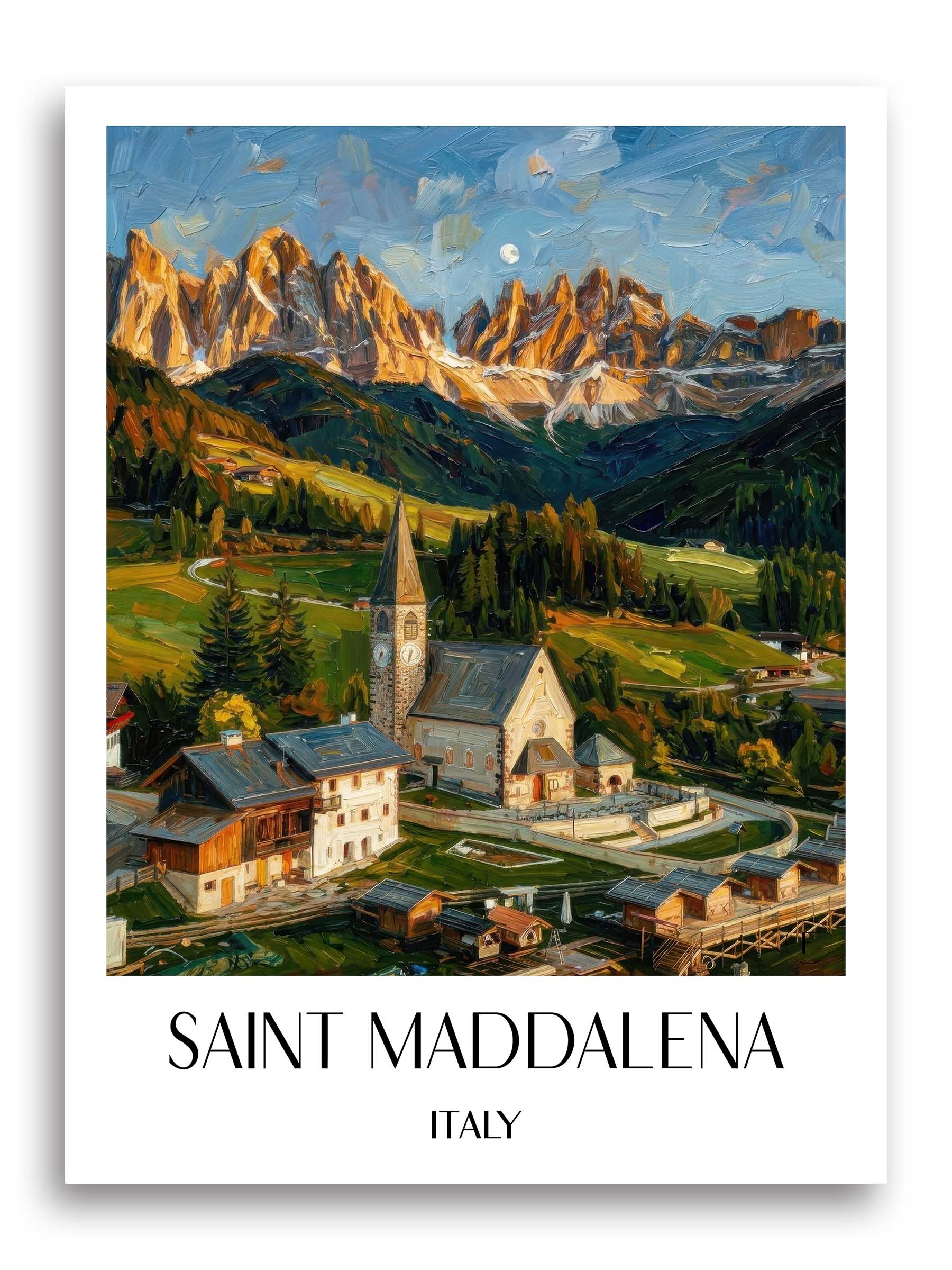 Sankt Maddalena Poster - Trentino-Südtirol - Italien Kunstdruck - Ölgemälde von A4 bis A1