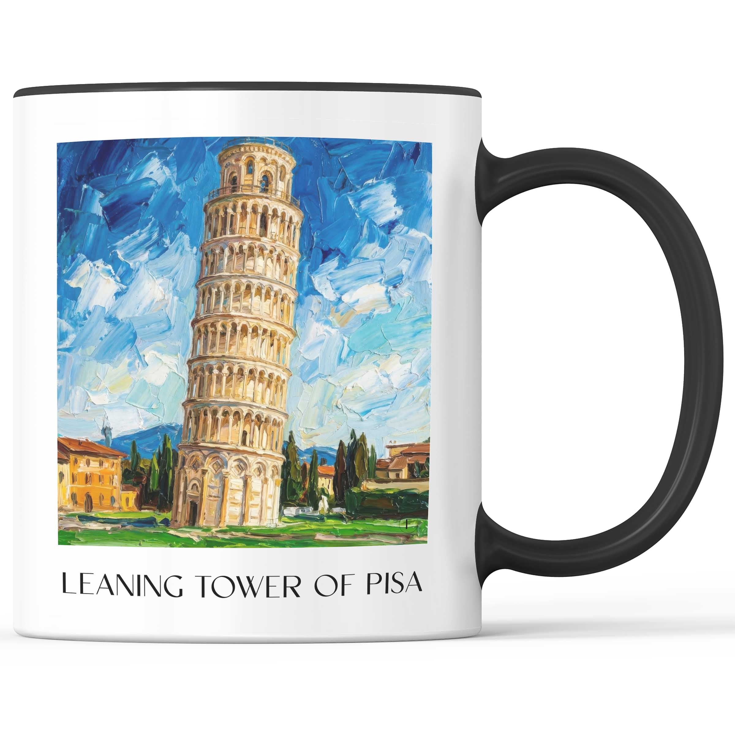 Schiefer Turm von Pisa Kaffeebecher - Toskana - Italien Becher - Kaffeetasse im Ölgemälde Stil