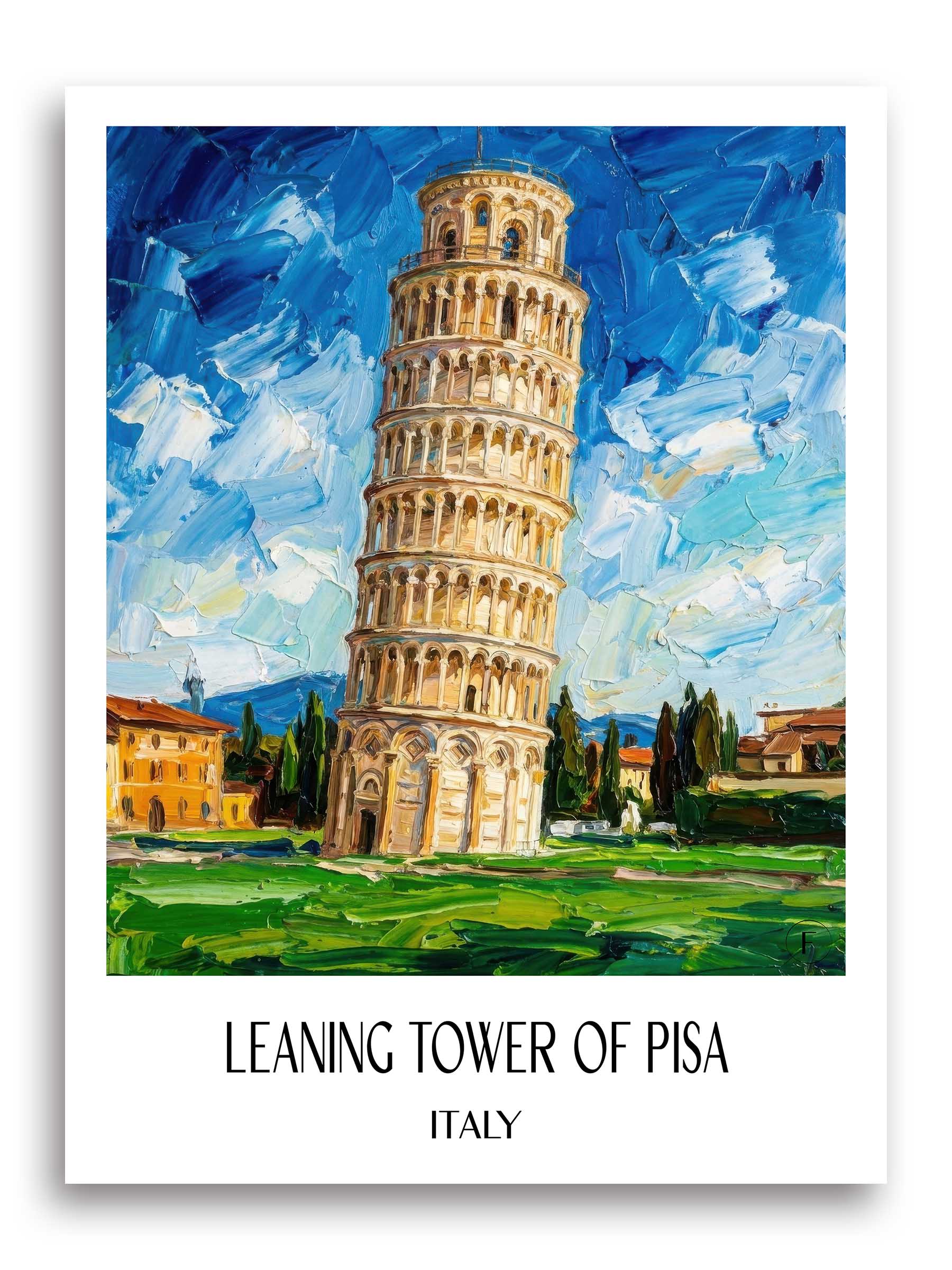 Schiefer Turm von Pisa Poster - Toskana - Italien Kunstdruck - Ölgemälde von A4 bis A1