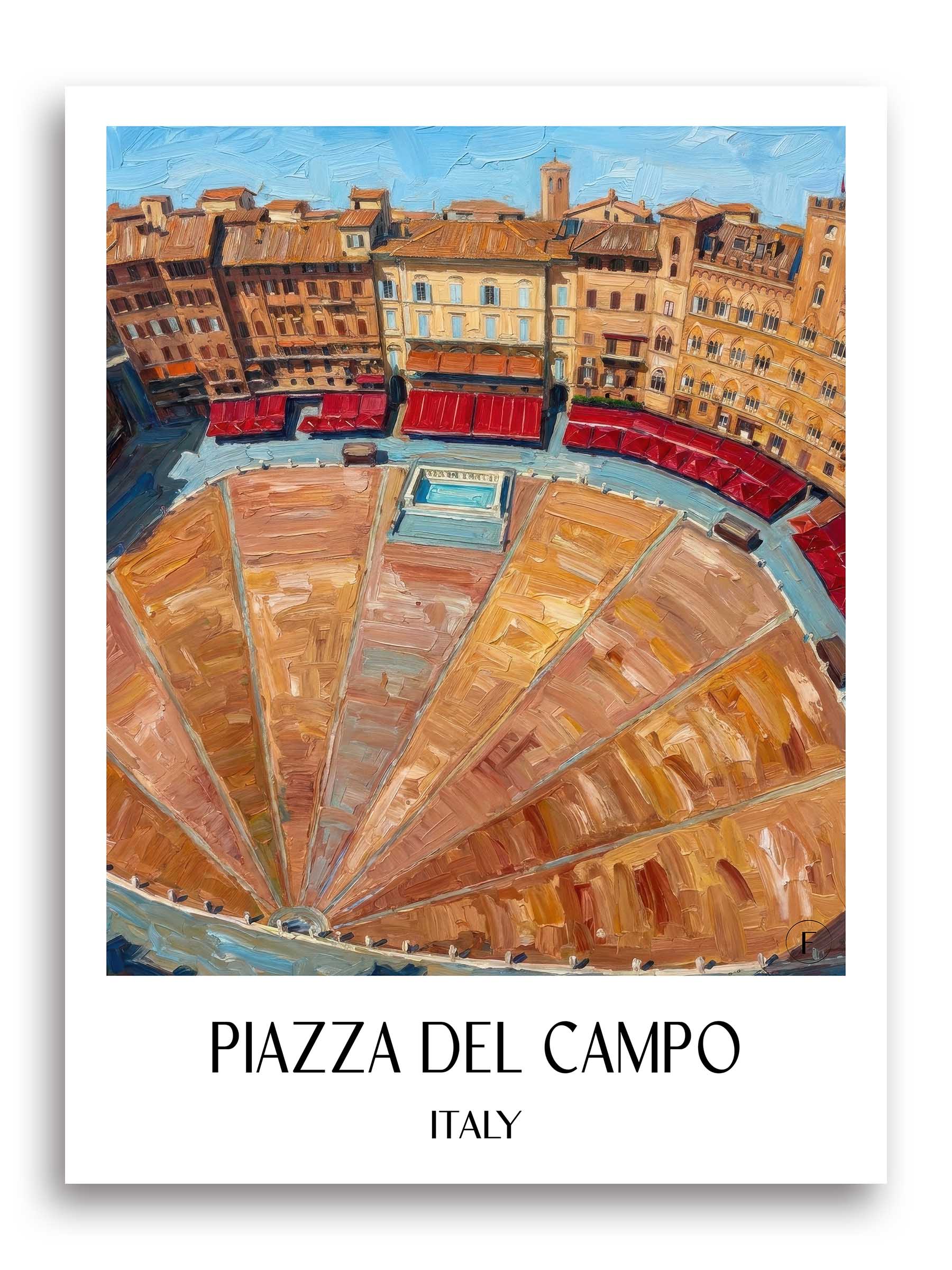 Piazza del Campo Poster - Siena - Italien Kunstdruck - Ölgemälde von A4 bis A1