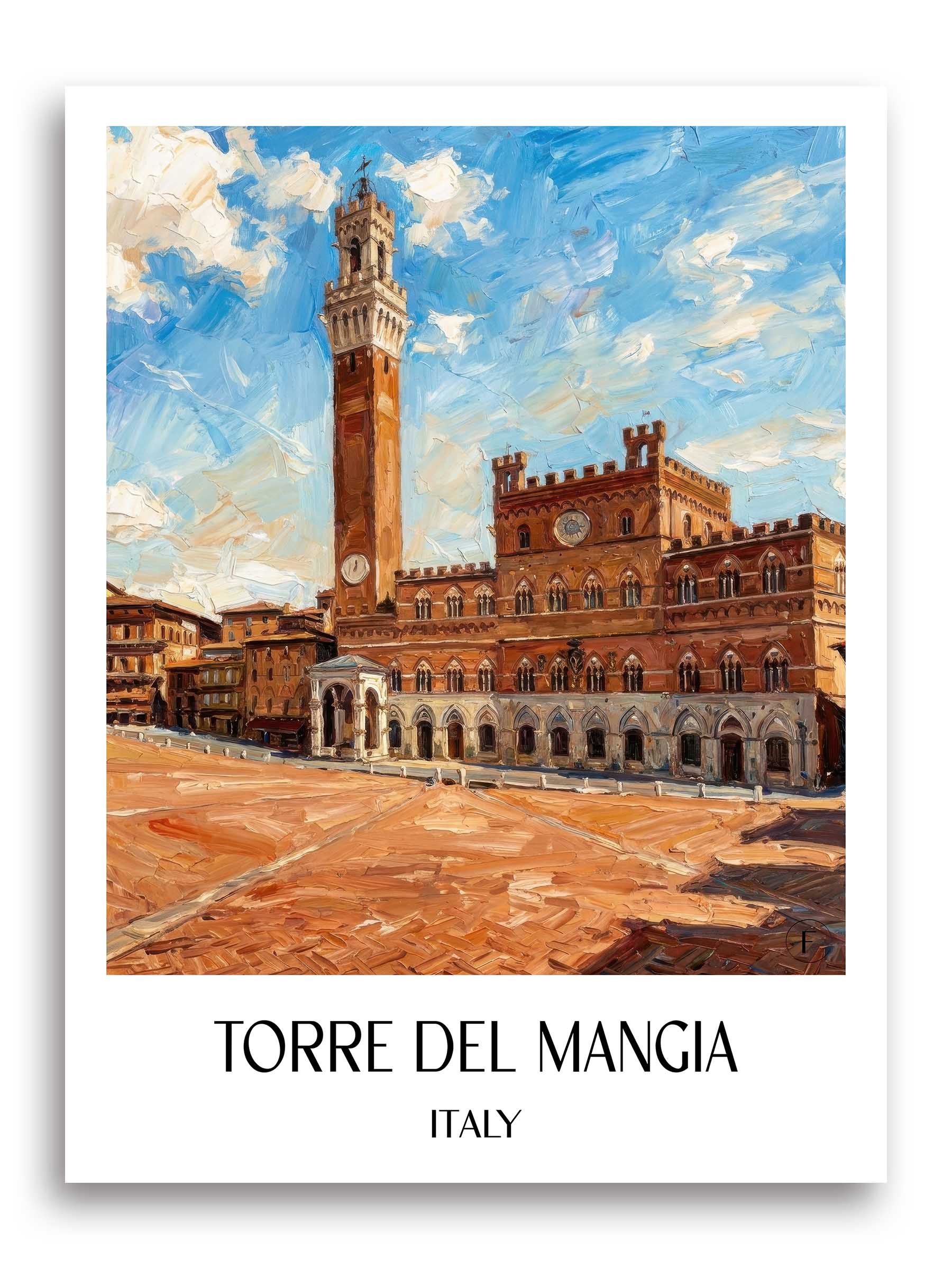 Torre del Mangia Poster - Siena - Italien Kunstdruck - Ölgemälde von A4 bis A1