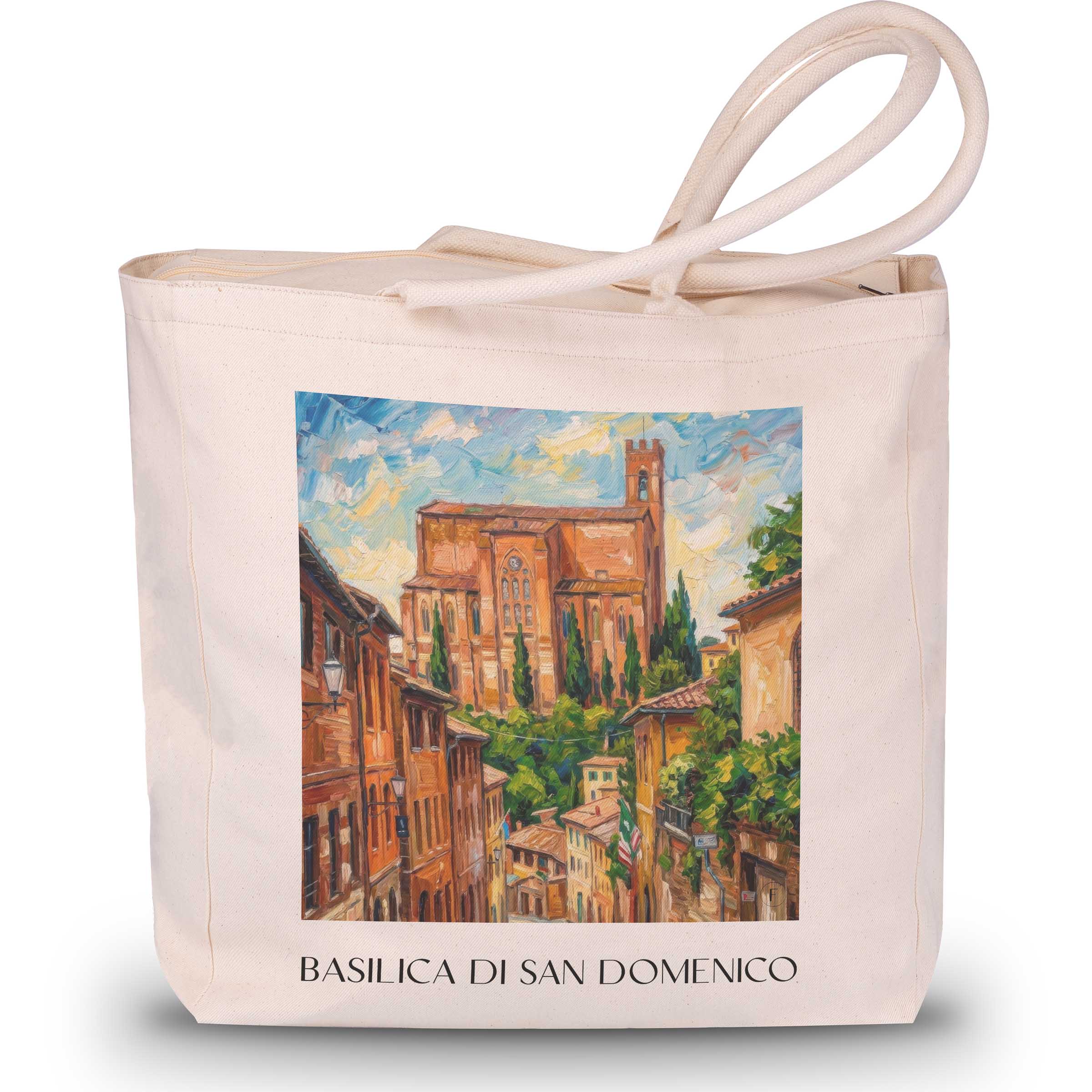 Basilica di San Domenico Shopping Tasche - Siena - Italien Tote Bag - Einkaufstasche im Ölgemälde Stil
