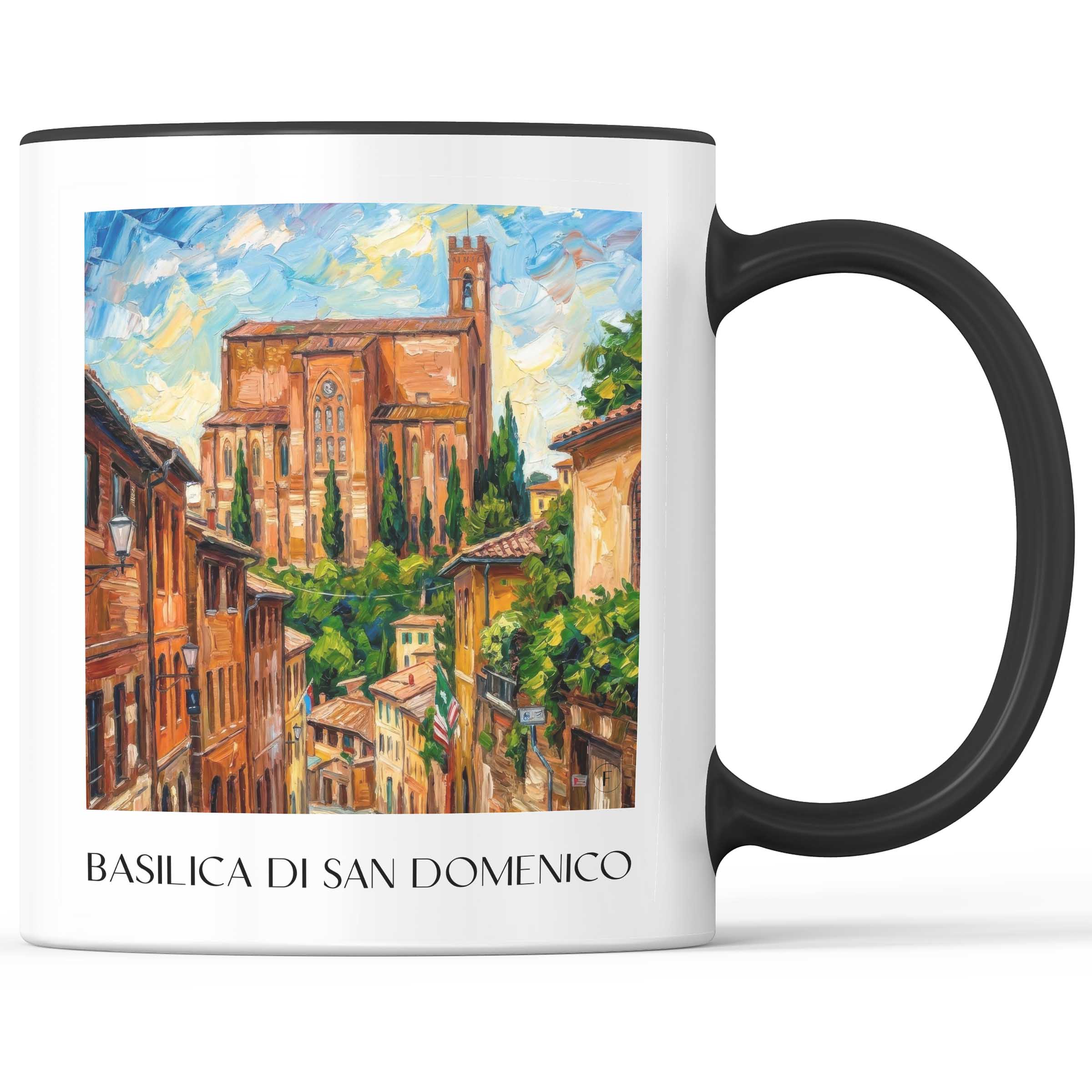Basilica di San Domenico Kaffeebecher - Siena - Italien Becher - Kaffeetasse im Ölgemälde Stil