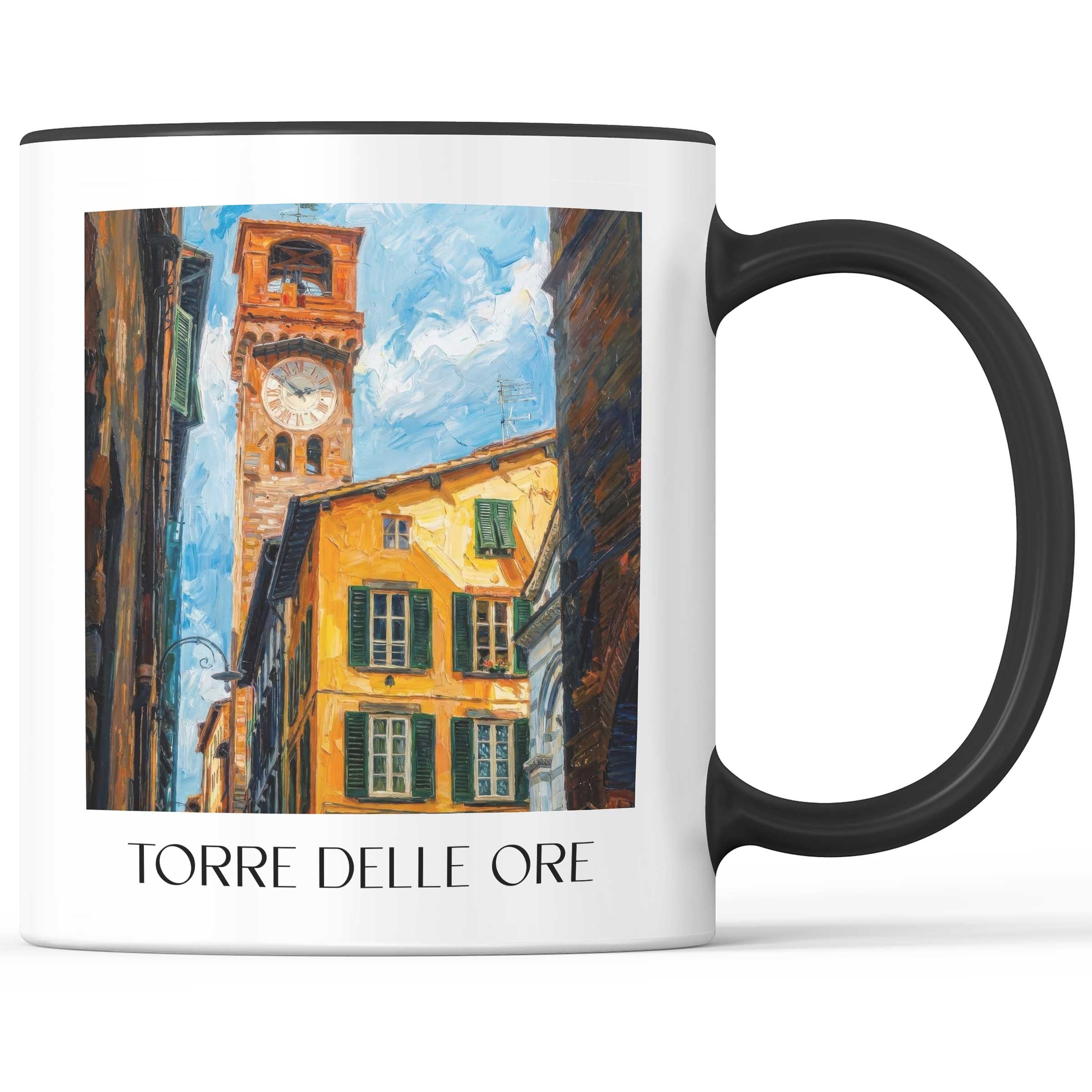 Torre delle Ore Kaffeebecher - Lucca - Italien Becher - Kaffeetasse im Ölgemälde Stil