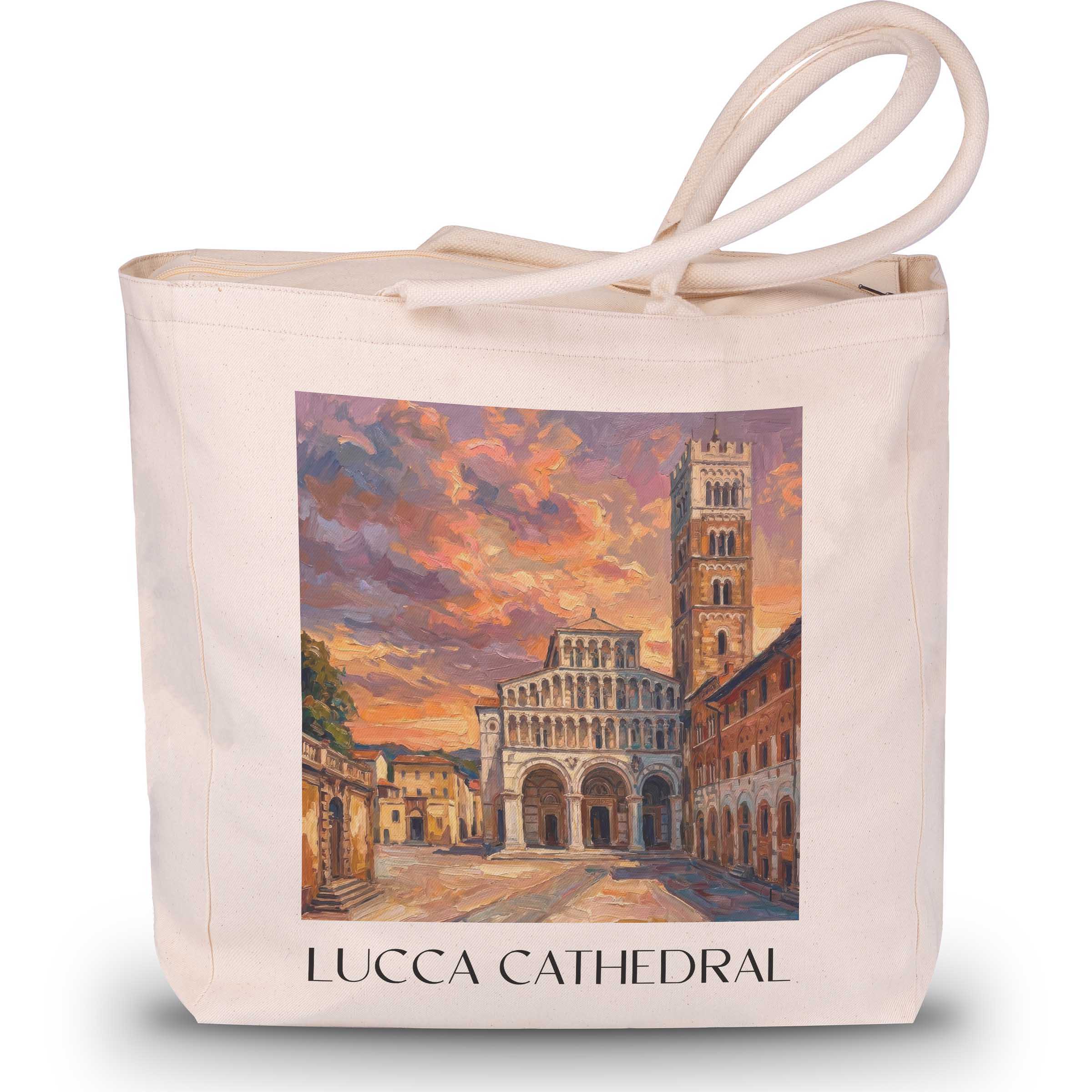 Kathedrale Von Lucca Shopping Tasche - Toskana - Italien Tote Bag - Einkaufstasche im Ölgemälde Stil