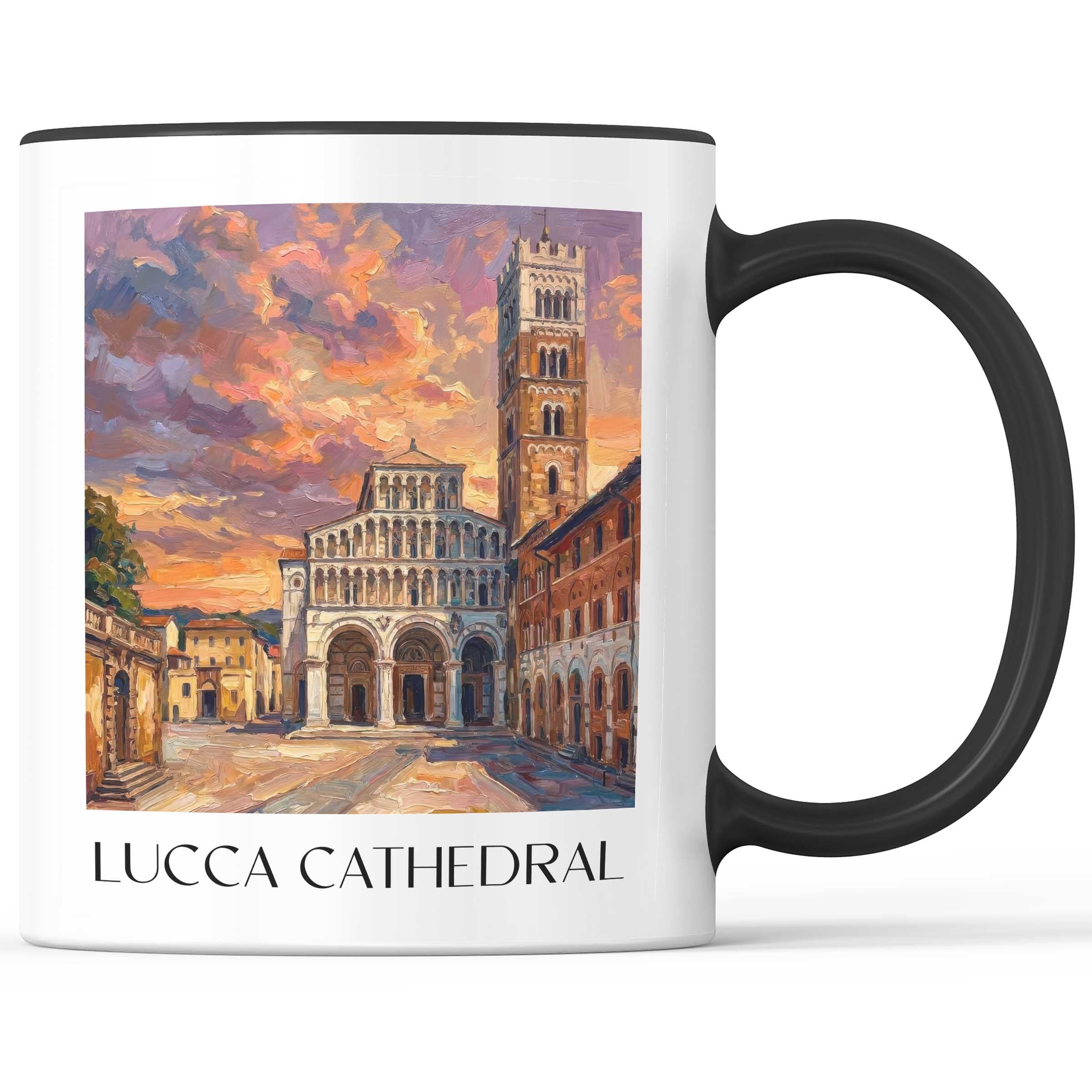 Kathedrale Von Lucca Kaffeebecher - Toskana - Italien Becher - Kaffeetasse im Ölgemälde Stil