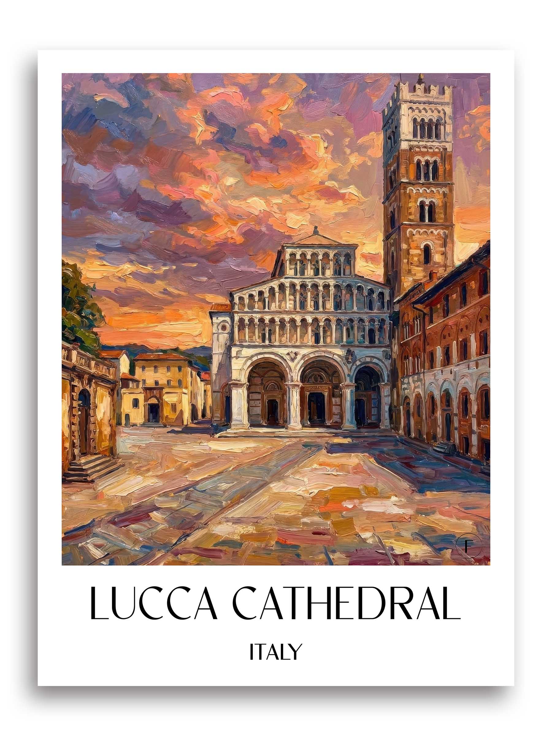 Kathedrale Von Lucca Poster - Toskana - Italien Kunstdruck - Ölgemälde von A4 bis A1