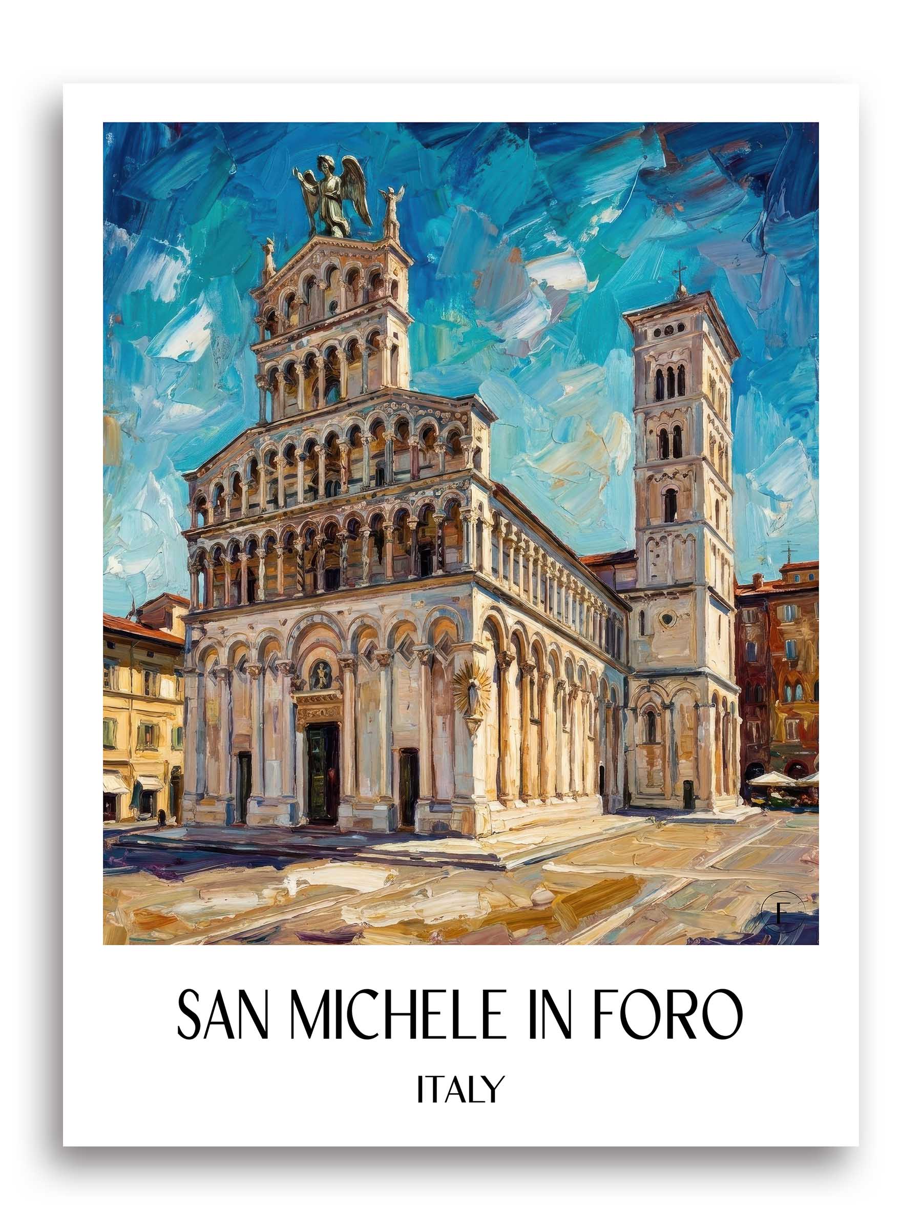 San Michele in Foro Poster - Lucca - Italien Kunstdruck - Ölgemälde von A4 bis A1