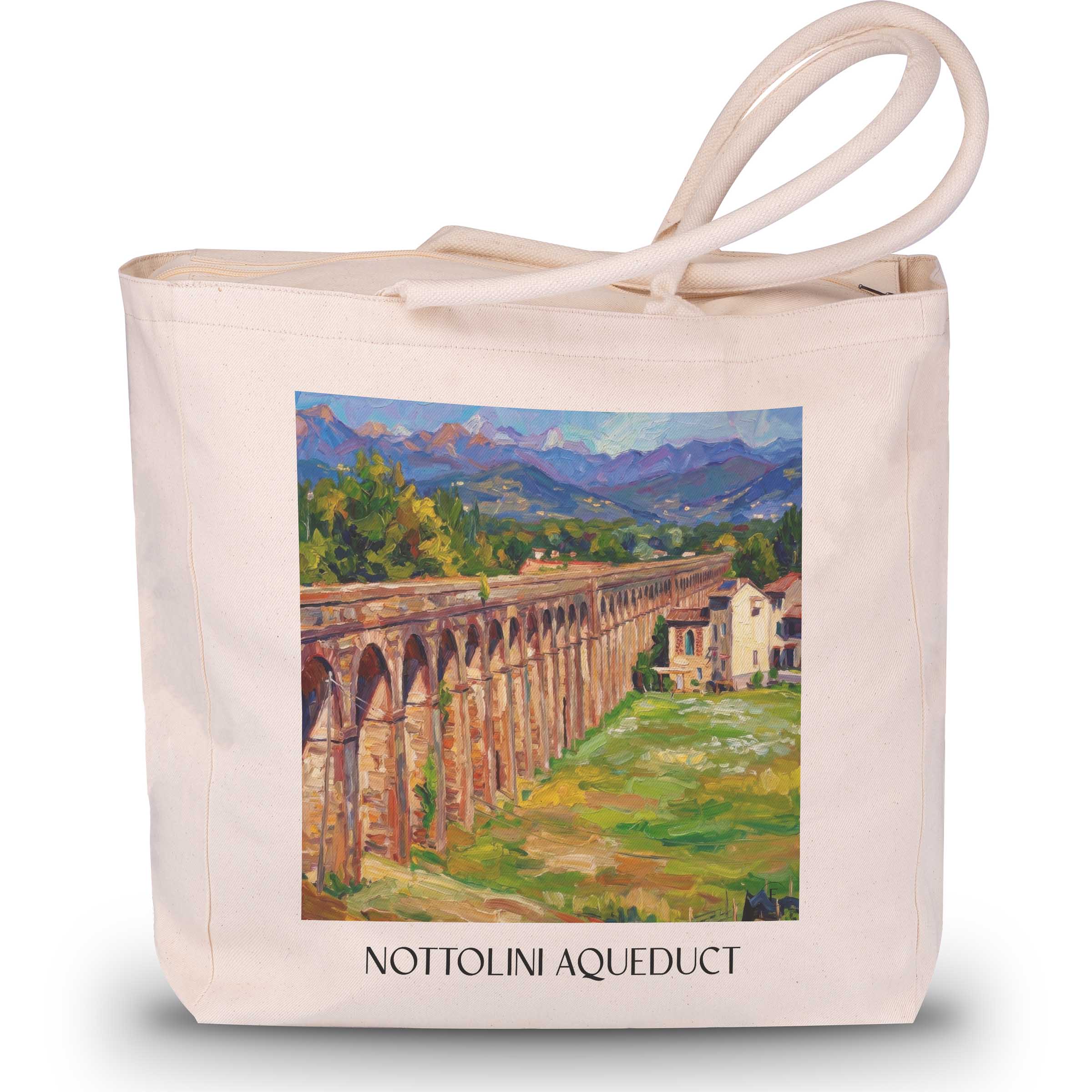 Aquädukt von Nottolini Shopping Tasche - Lucca - Italien Tote Bag - Einkaufstasche im Ölgemälde Stil