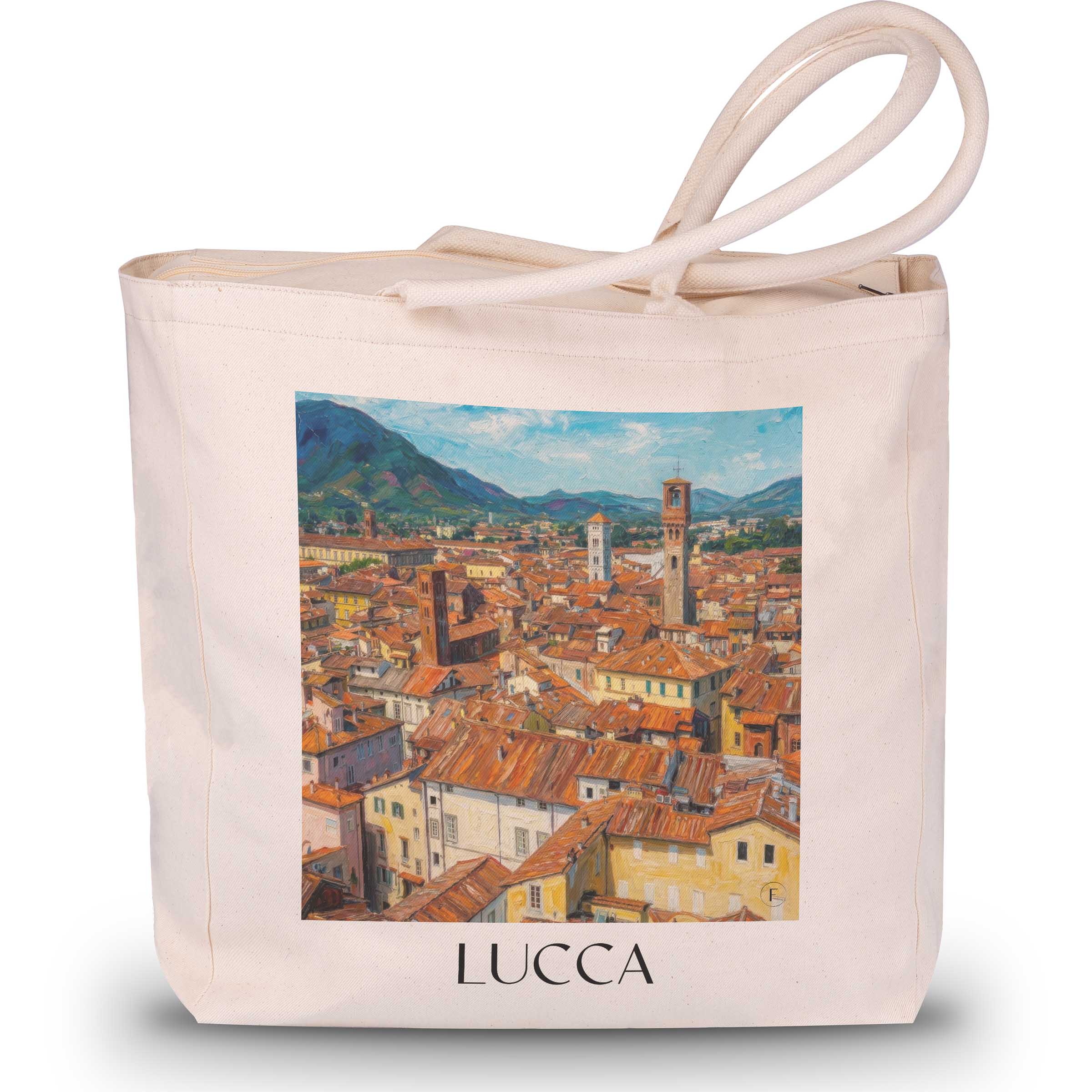 Lucca Shopping Tasche - Toskana - Italien Tote Bag - Einkaufstasche im Ölgemälde Stil