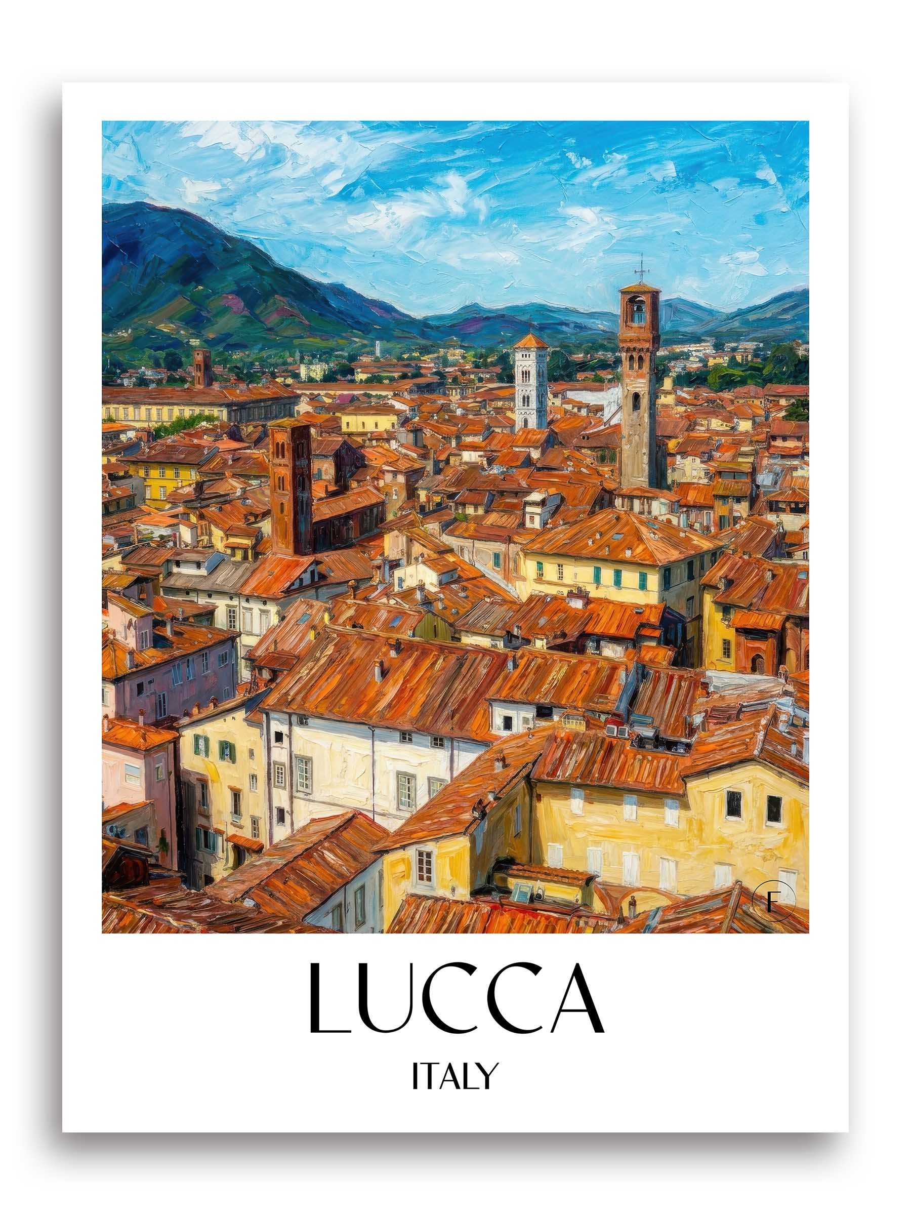 Lucca Poster - Toskana - Italien Kunstdruck - Ölgemälde von A4 bis A1