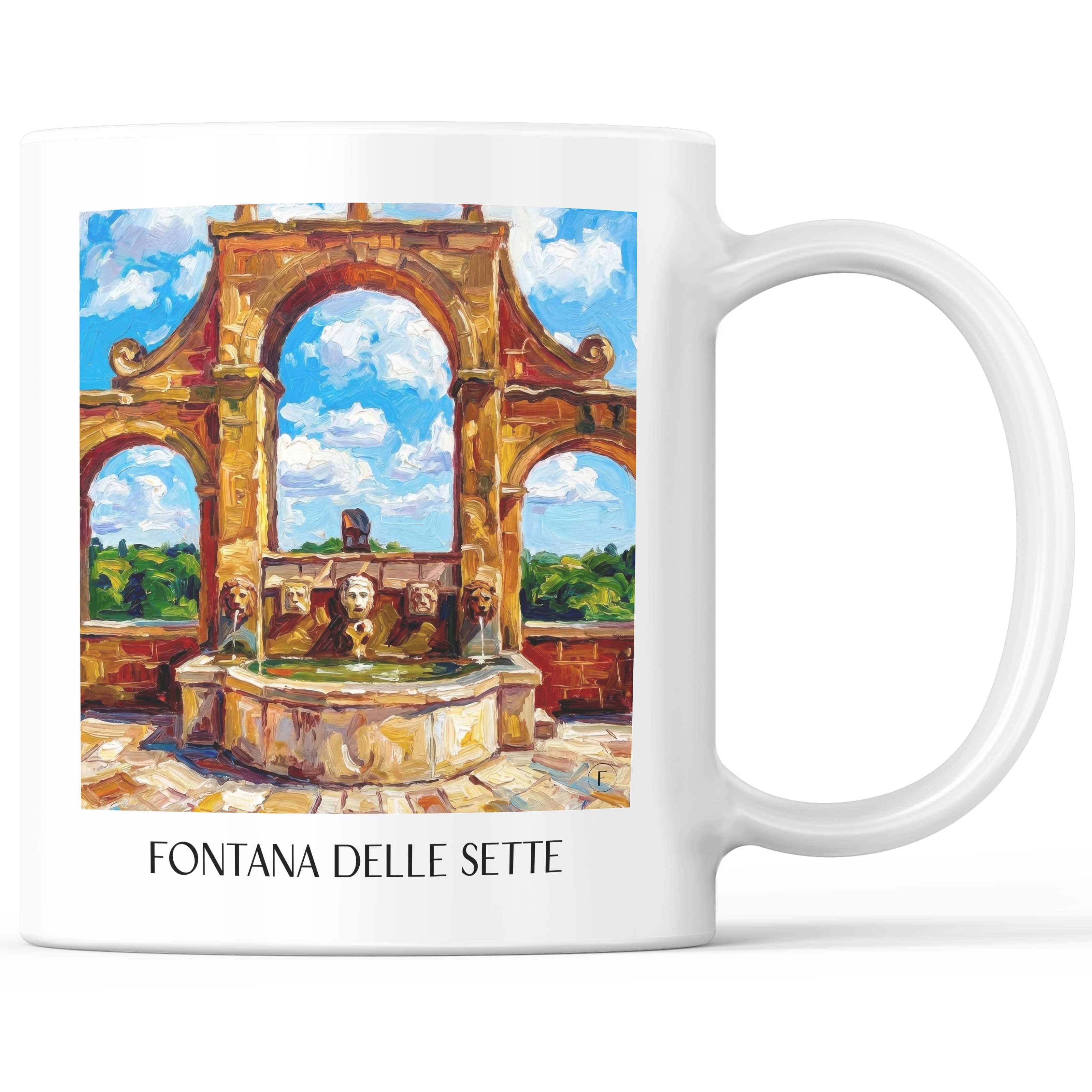 Fontana delle Sette Kaffeebecher - Pitigliano - Italien Becher - Kaffeetasse im Ölgemälde Stil
