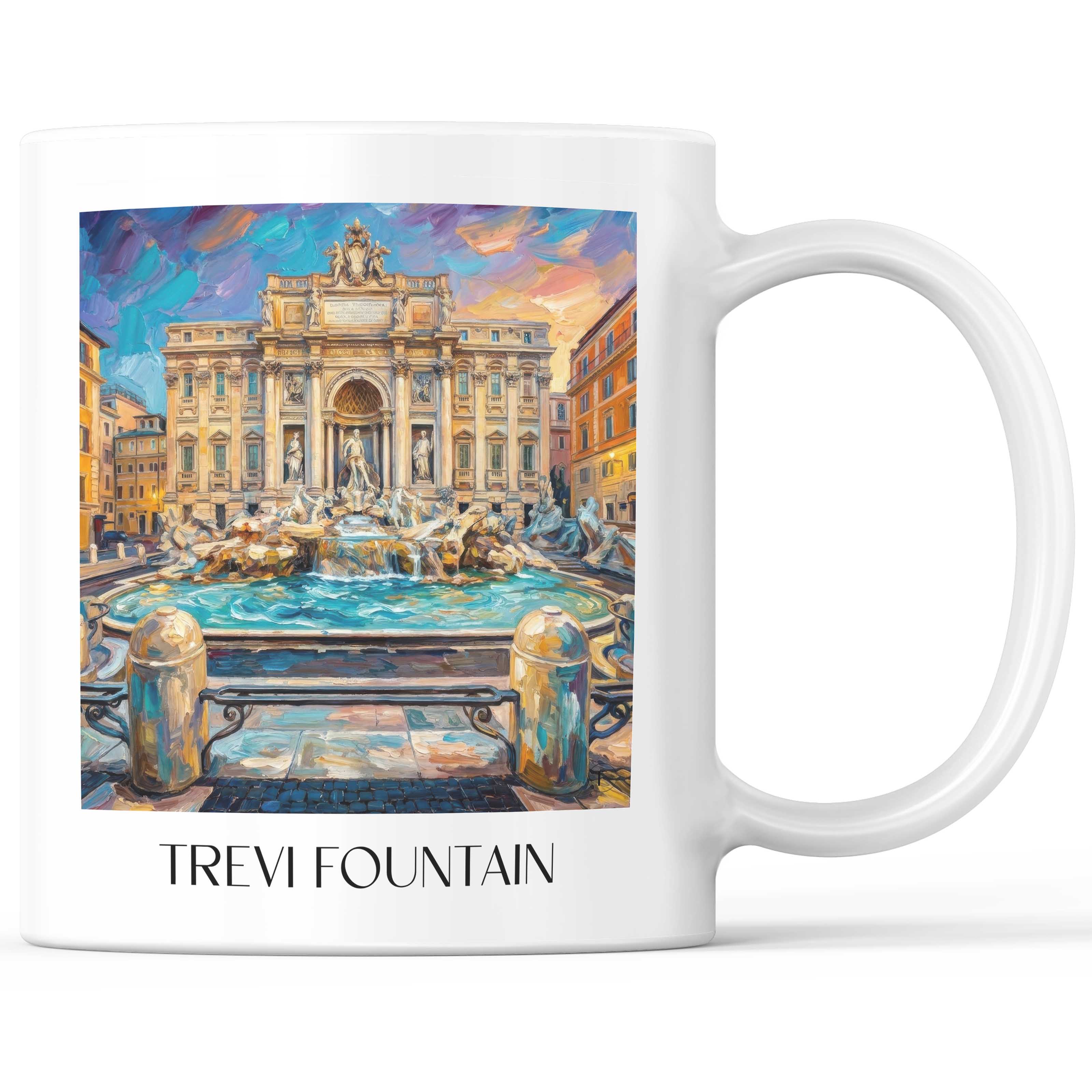 Trevi-Brunnen Kaffeebecher - Rom - Italien Becher - Kaffeetasse im Ölgemälde Stil