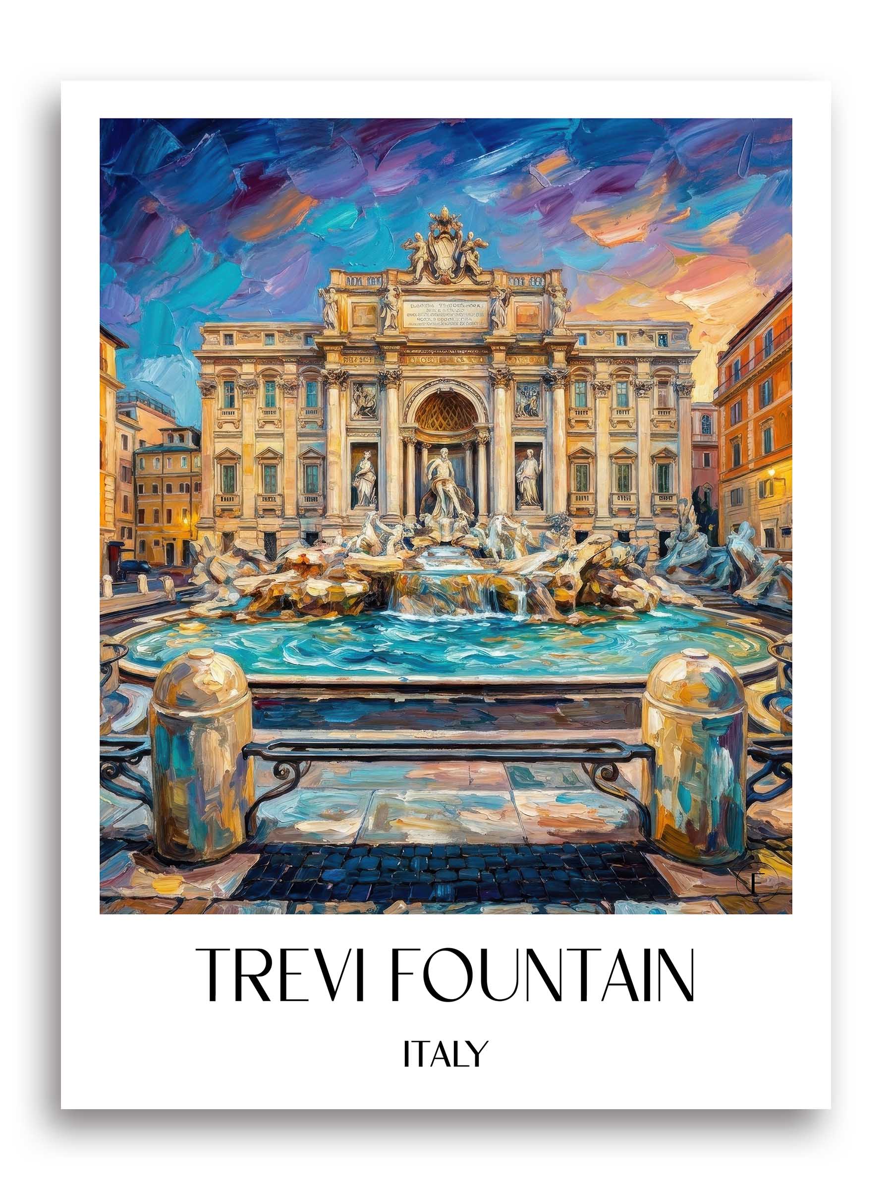 Trevi-Brunnen Poster - Rom - Italien Kunstdruck - Ölgemälde von A4 bis A1
