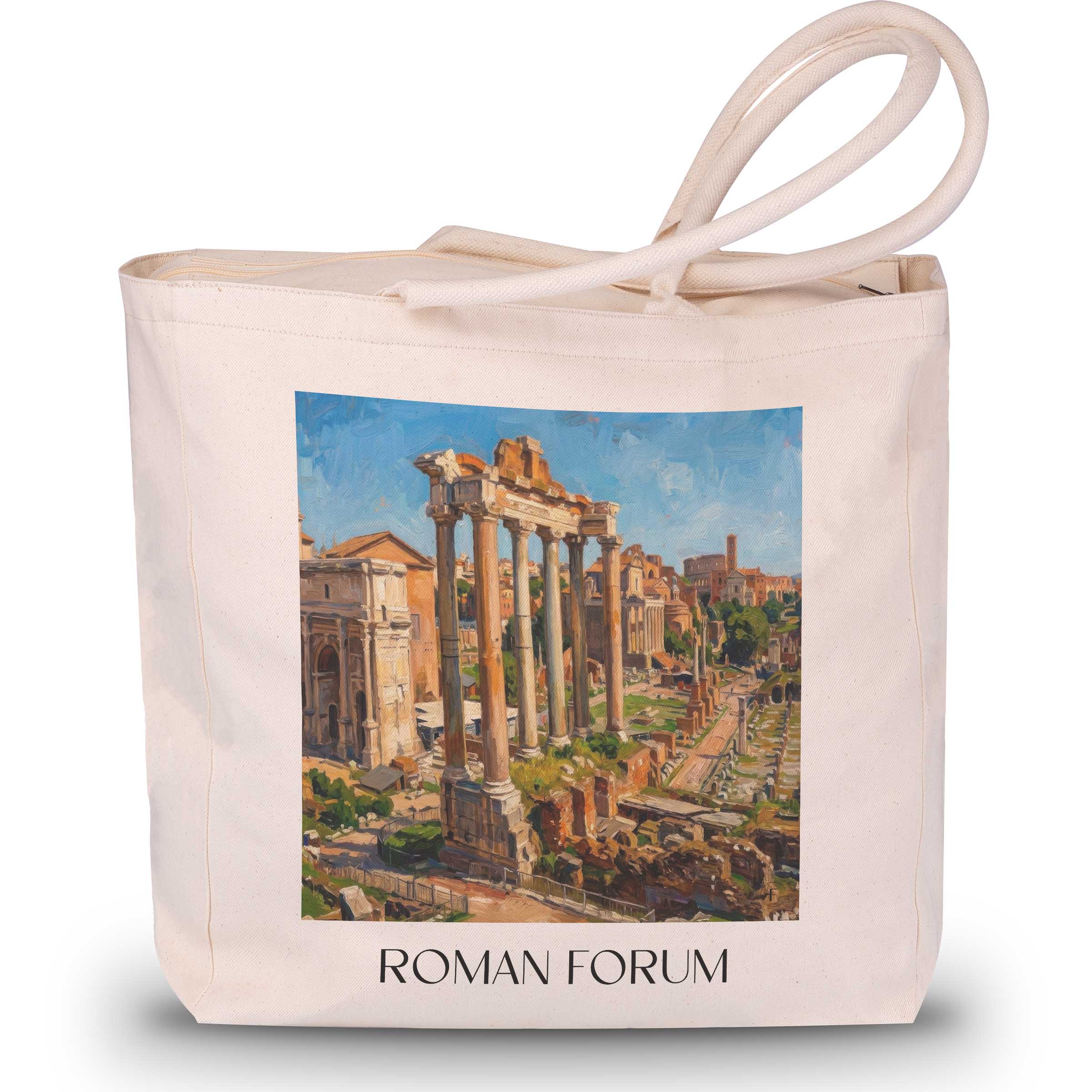 Forum Romanum Shopping Tasche - Rom - Italien Tote Bag - Einkaufstasche im Ölgemälde Stil