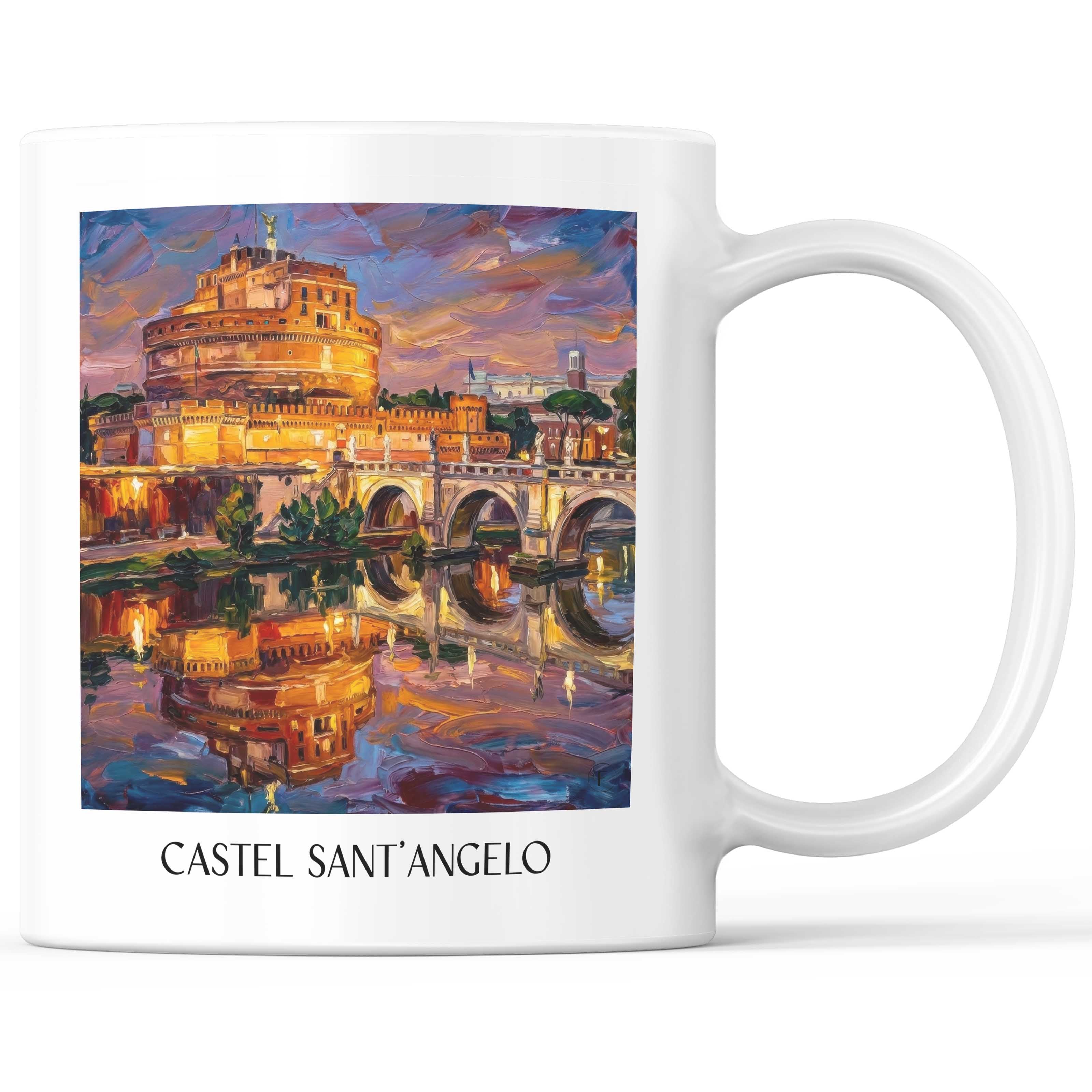 Engelsburg Kaffeebecher - Rom - Italien Becher - Kaffeetasse im Ölgemälde Stil