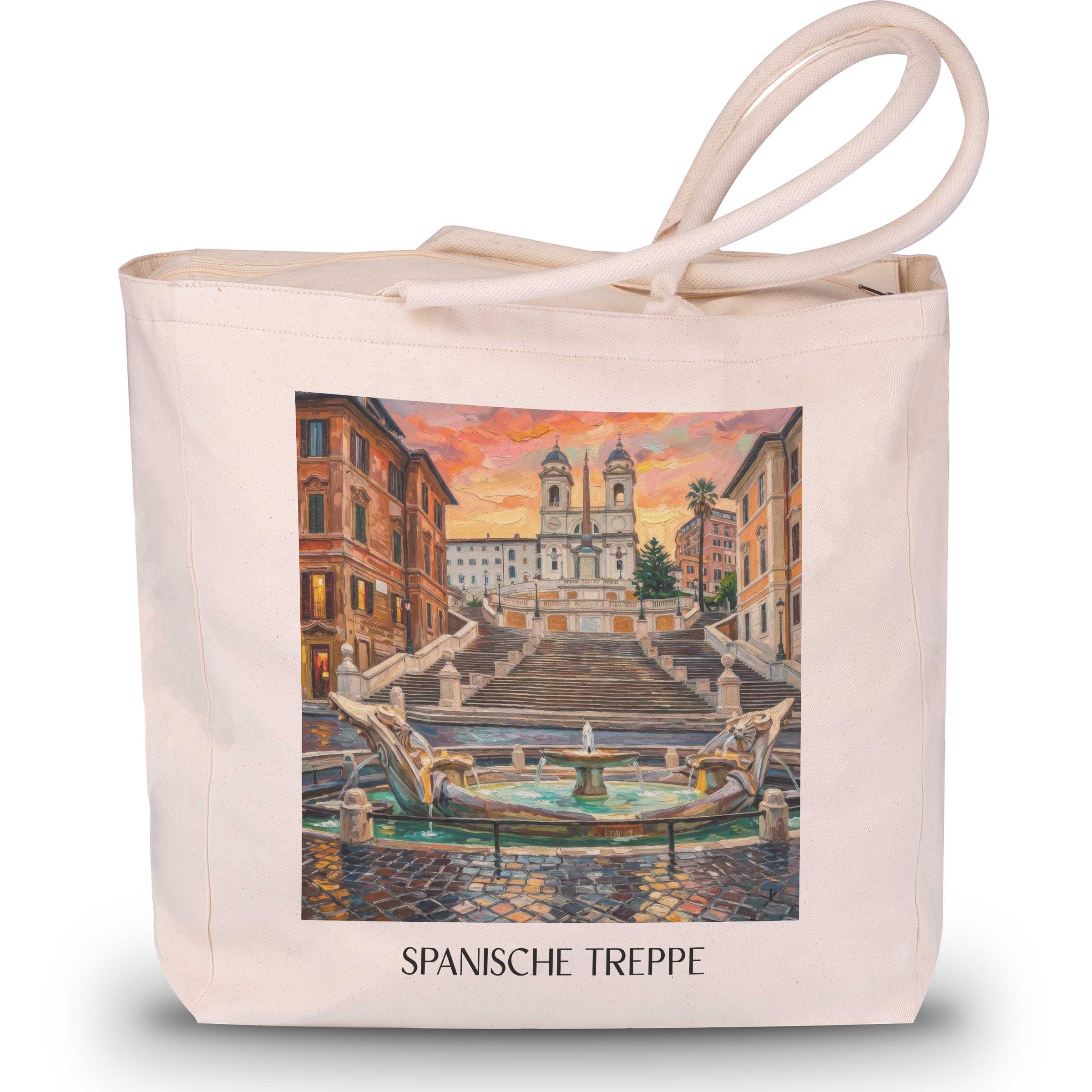 spanische-treppe-rom-italien-einkaufstasche-oil-painting-oelgemaelde