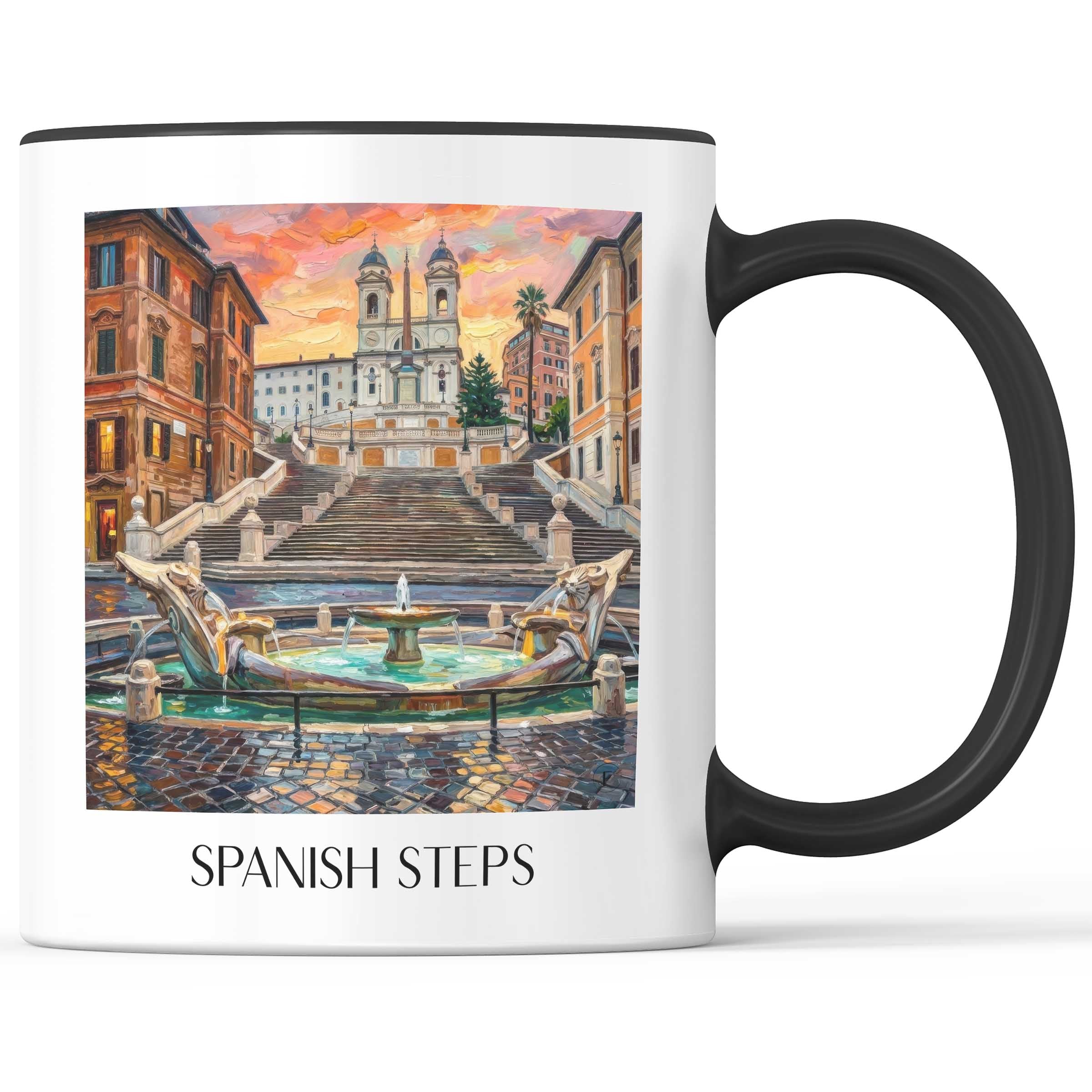 Spanische Treppe Kaffeebecher - Rom - Italien Becher - Kaffeetasse im Ölgemälde Stil