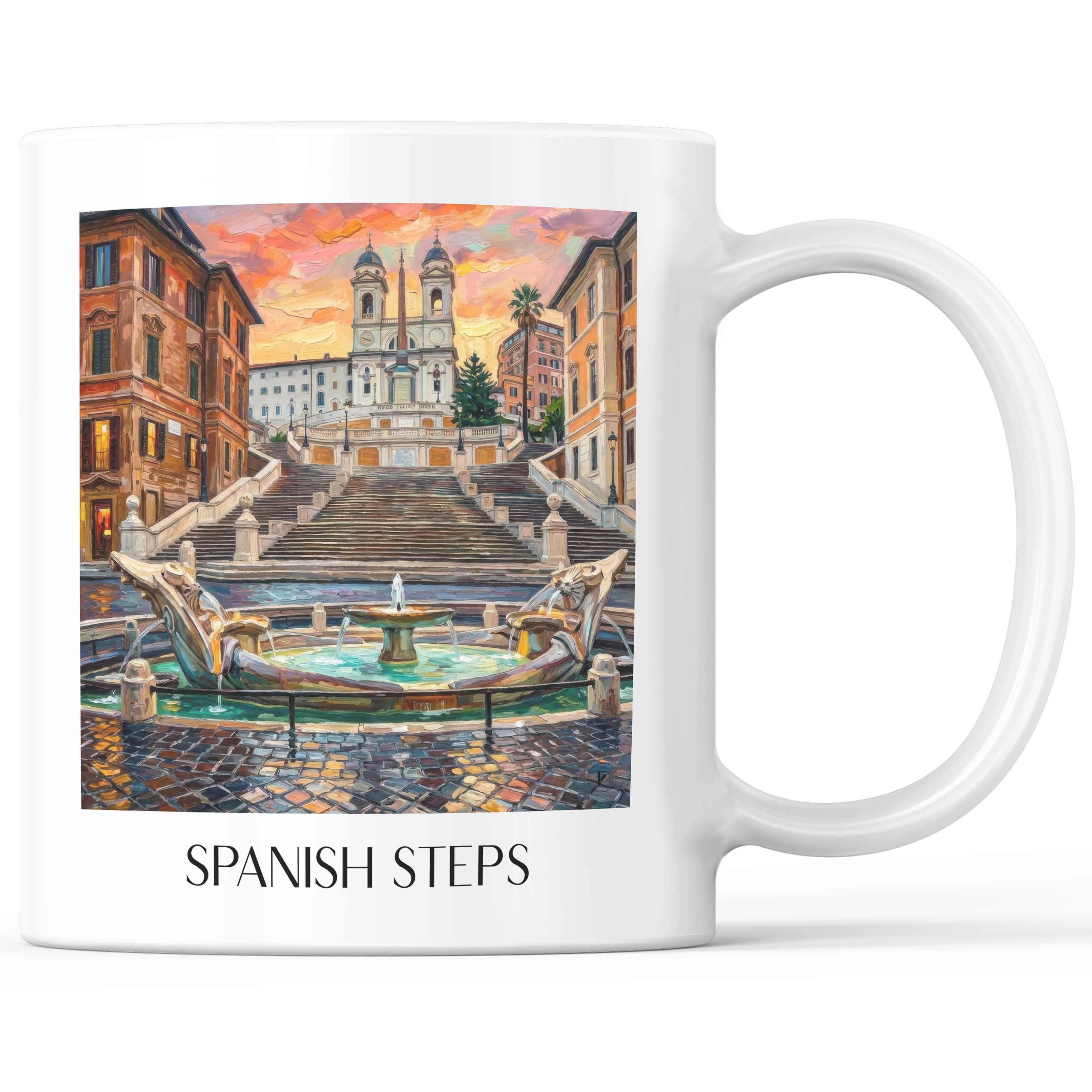 Spanische Treppe Kaffeebecher - Rom - Italien Becher - Kaffeetasse im Ölgemälde Stil