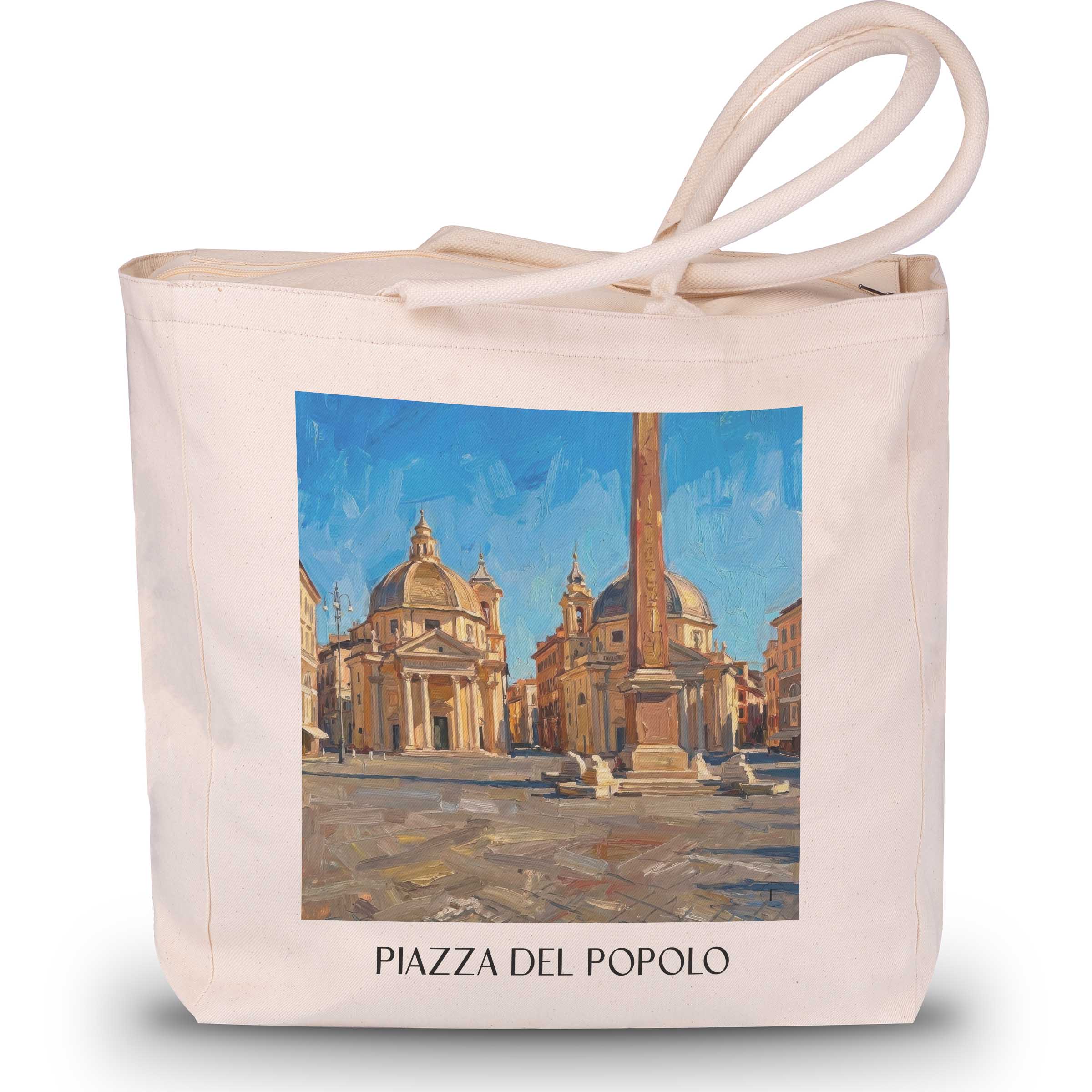 Piazza del Popolo Shopping Tasche - Rom - Italien Tote Bag - Einkaufstasche im Ölgemälde Stil