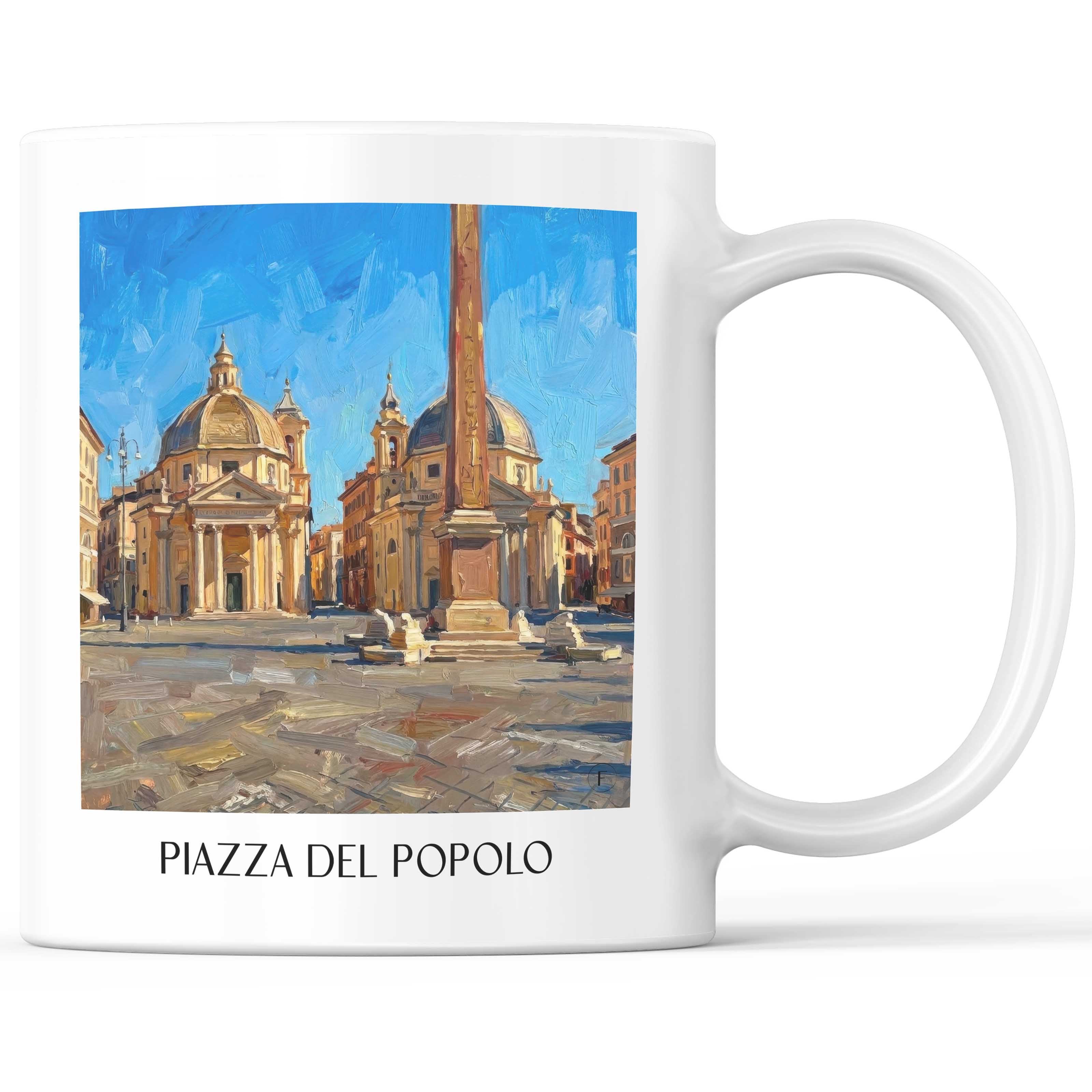 Piazza del Popolo Kaffeebecher - Rom - Italien Becher - Kaffeetasse im Ölgemälde Stil
