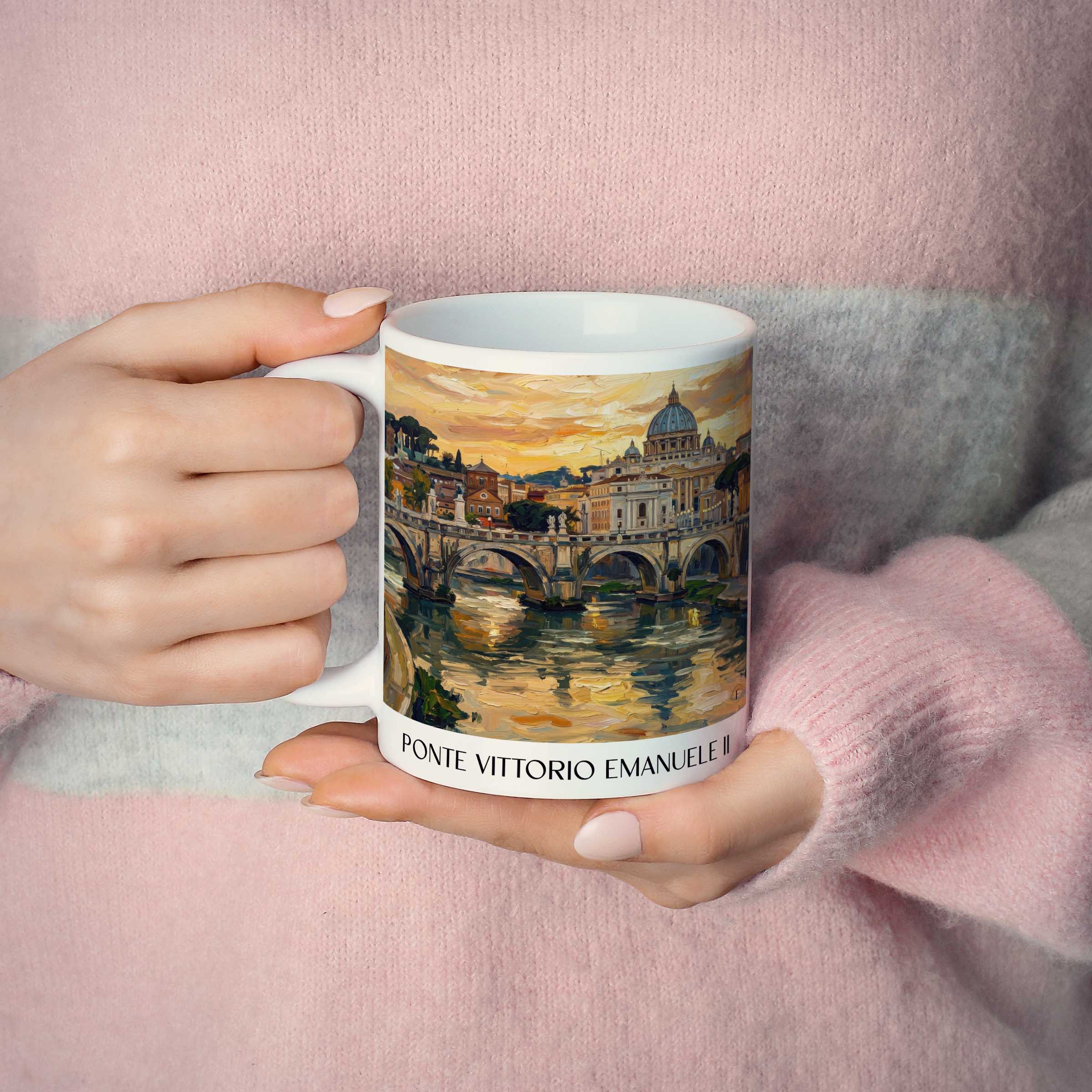 ponte-vittorio-emanuele-ii-rom-italien-kaffeebecher-oil-painting-oelgemaelde